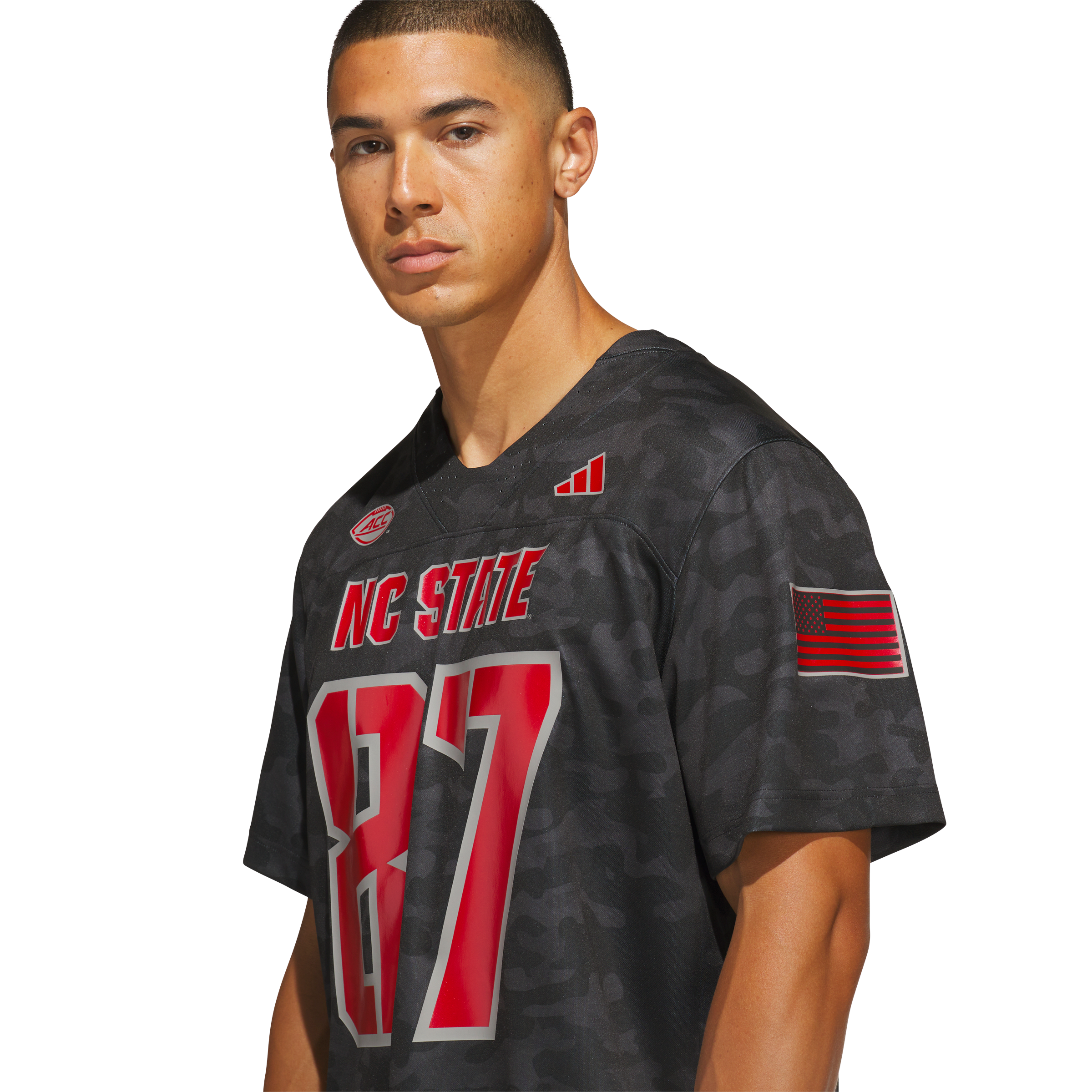 Men's adidas #87 Black NC State Wolfpack Honor & Support Premier Strategy Jersey