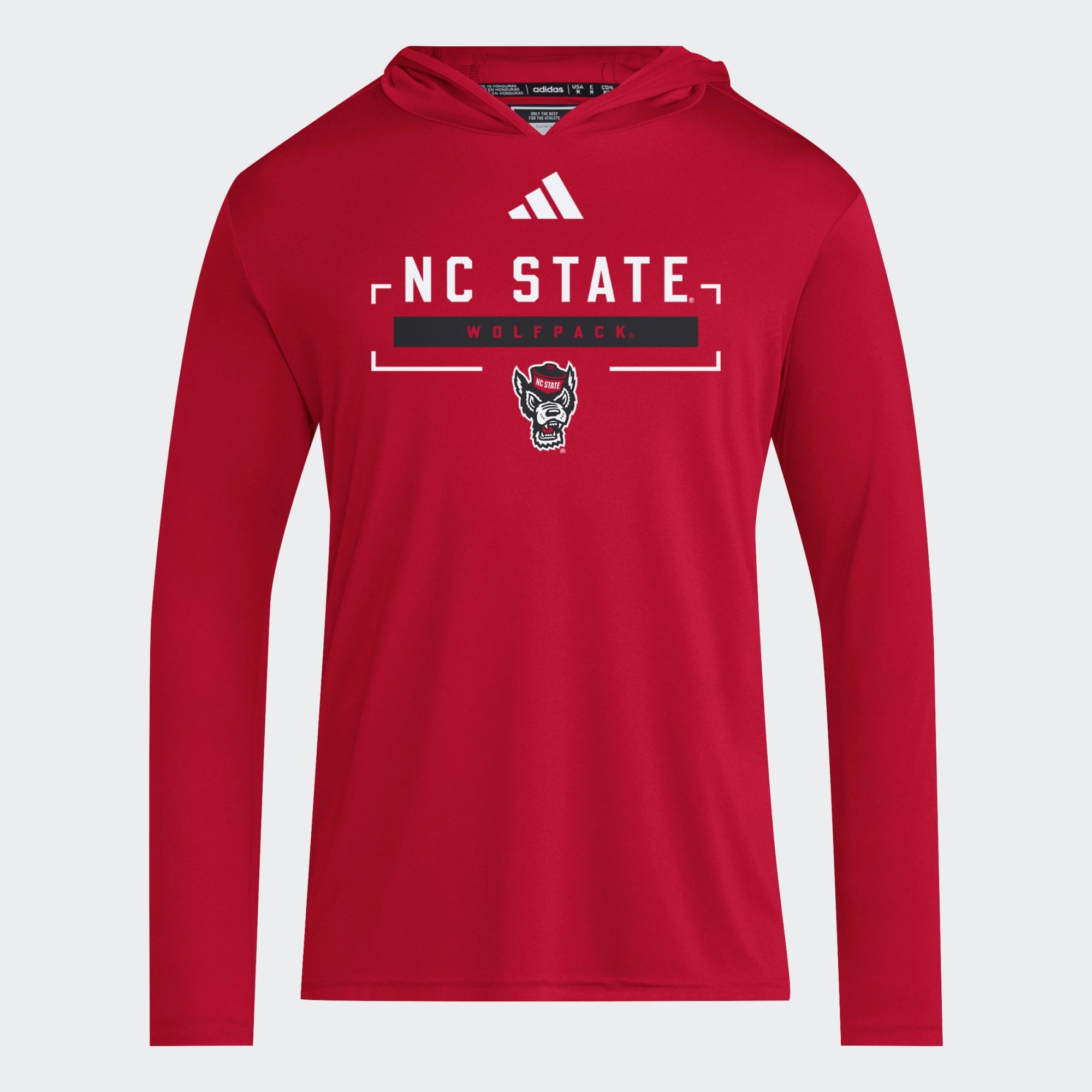 Men's adidas Red NC State Wolfpack D4T Long Sleeve Hooded T-Shirt