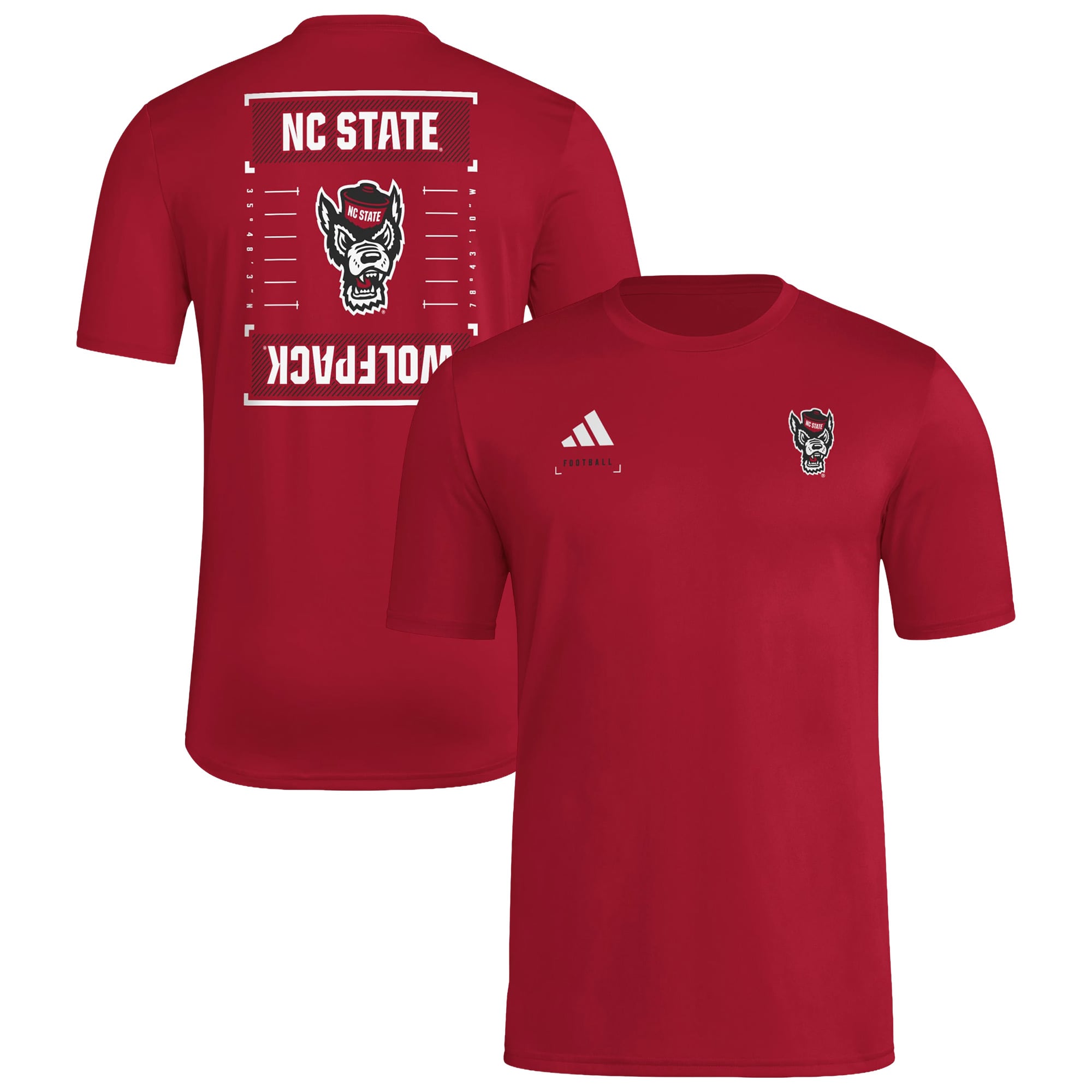 Men's adidas Red NC State Wolfpack Locker Football Icon AEROREADY Pre-Game T-Shirt