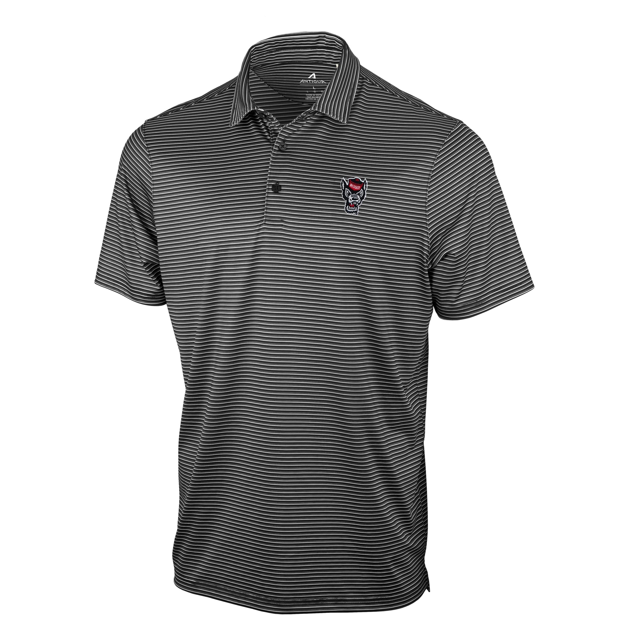 Polo Antigua noir pour homme NC State Wolfpack Eager