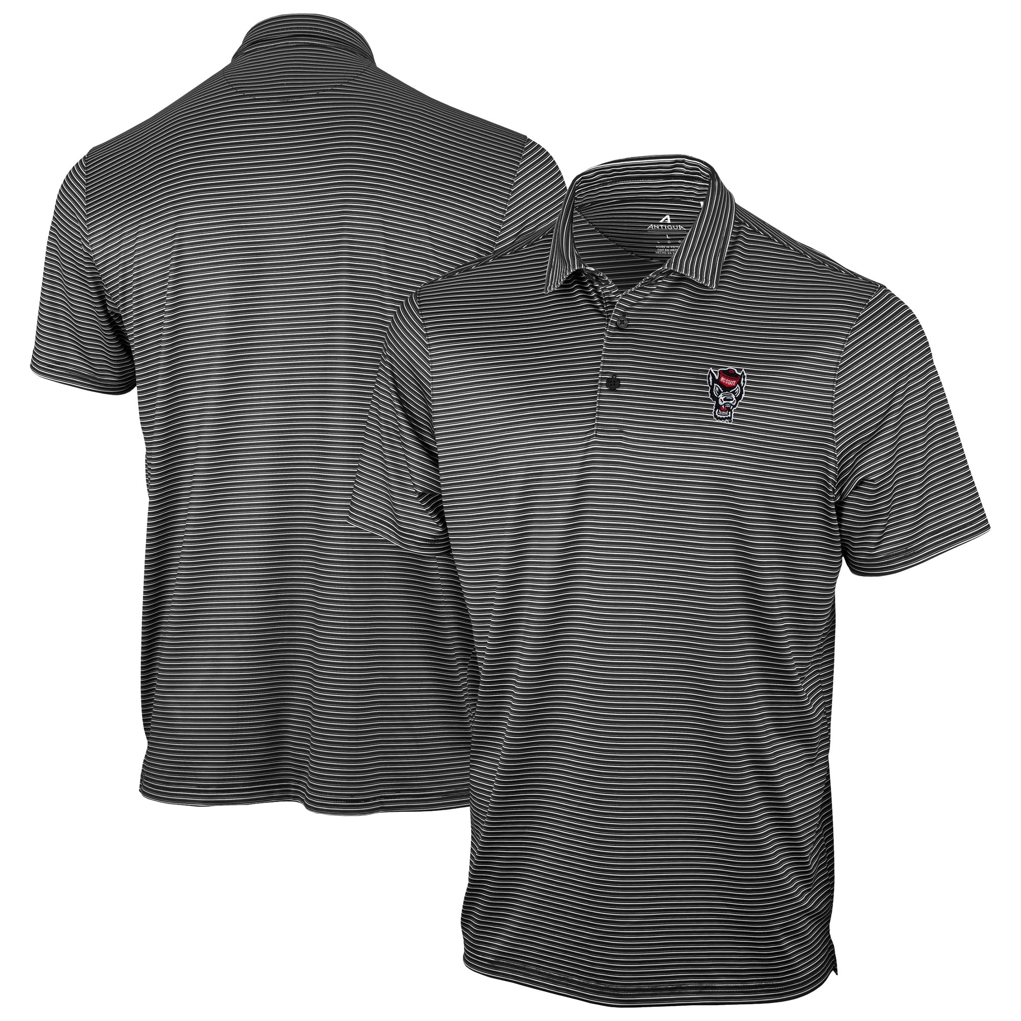Polo Antigua noir pour homme NC State Wolfpack Eager