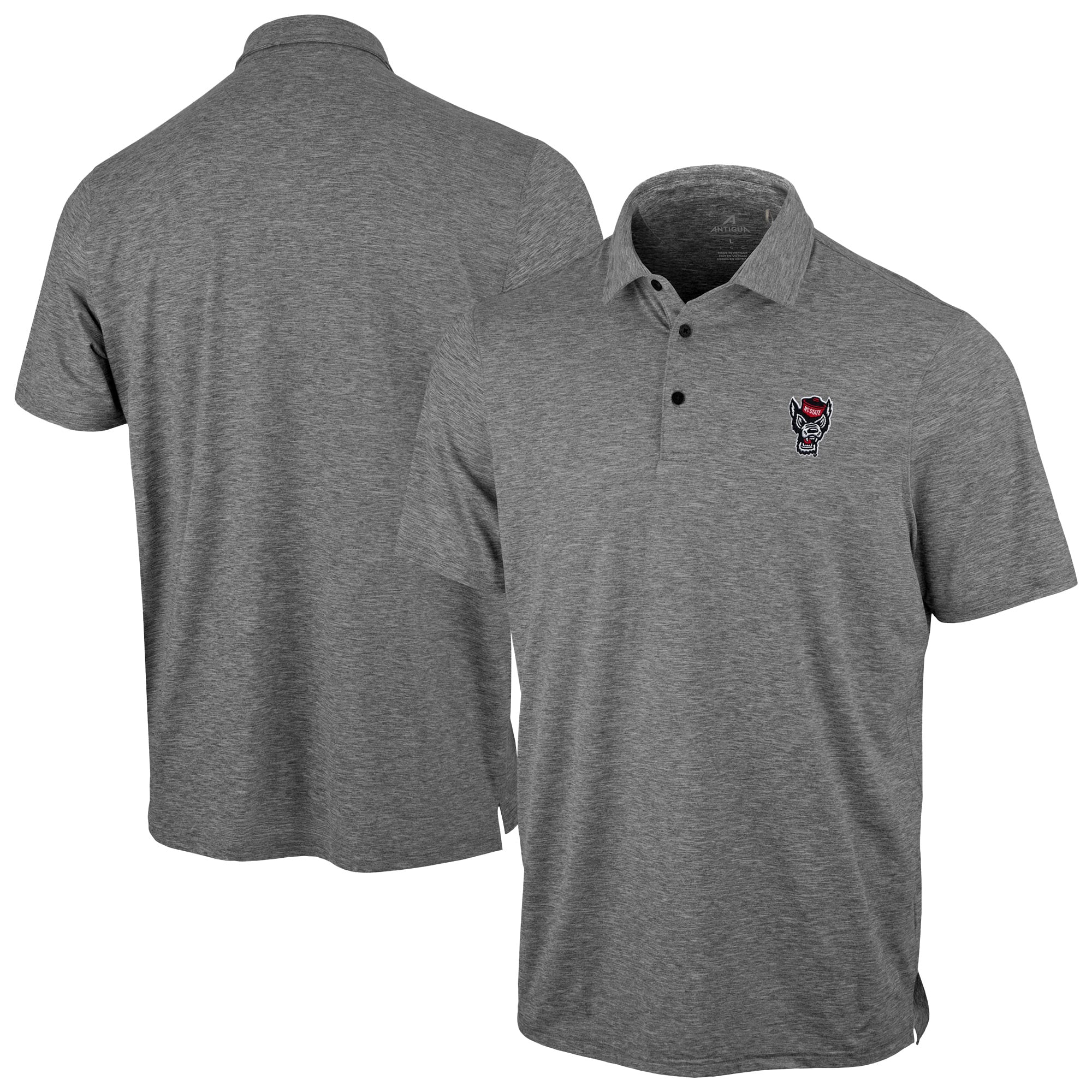 Polo Antigua Heather Black pour homme NC State Wolfpack Static