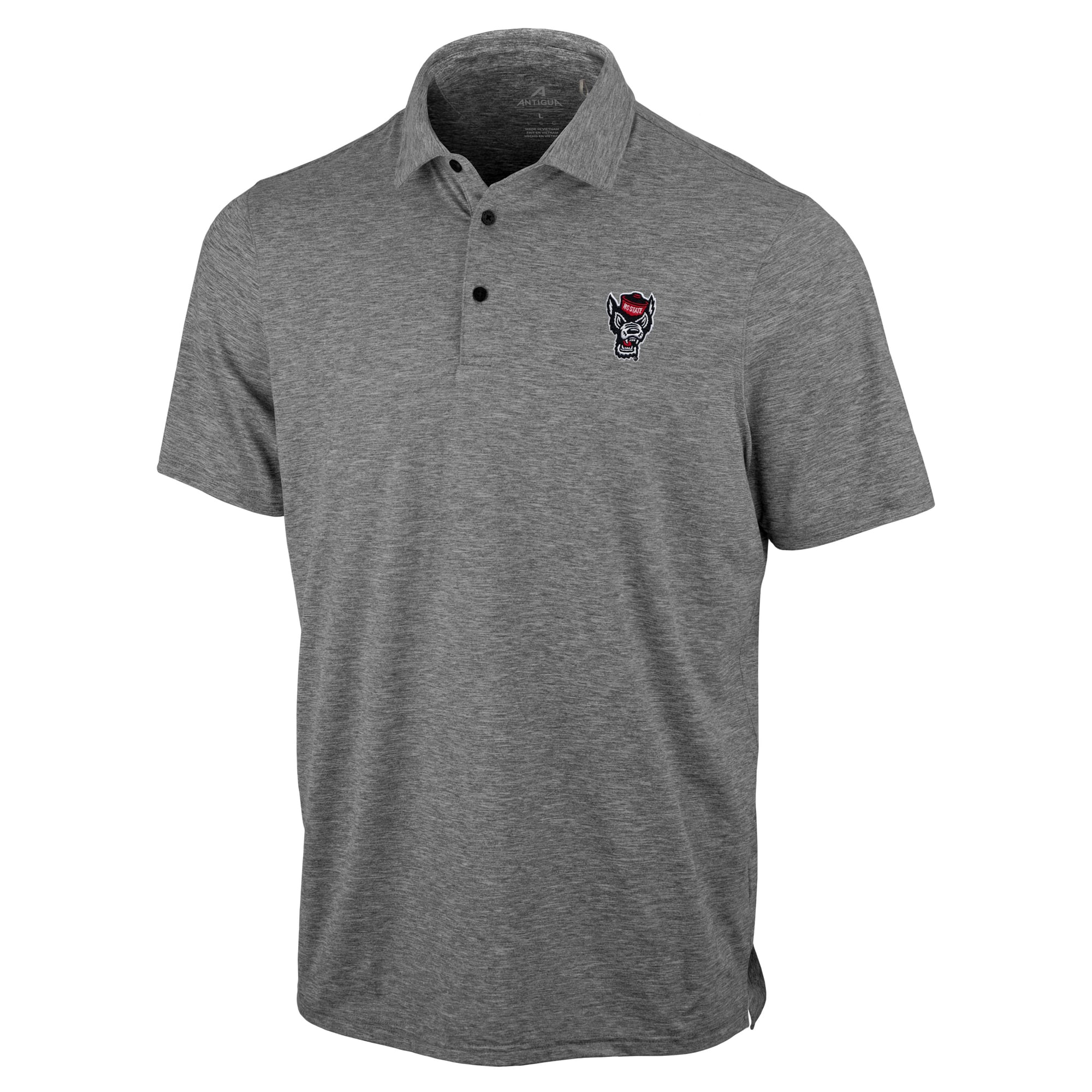 Polo Antigua Heather Black pour homme NC State Wolfpack Static