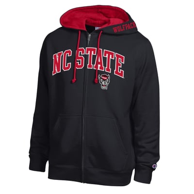 NC State Wolfpack Champion Arch Logo Full-Zip Fleece Hoodie - Black