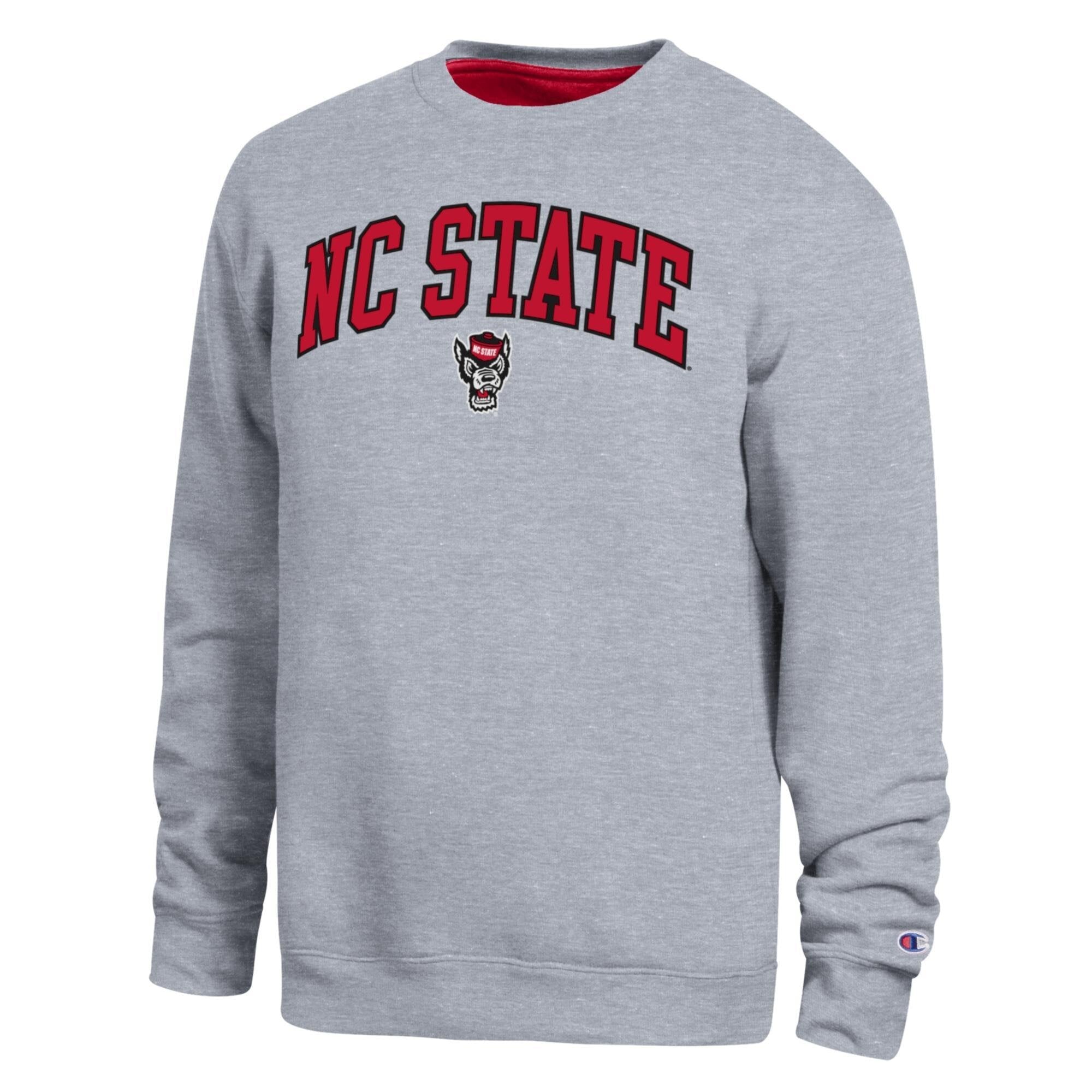 Men's Champion Heather Gray NC State Wolfpack Arch Sweatshirt