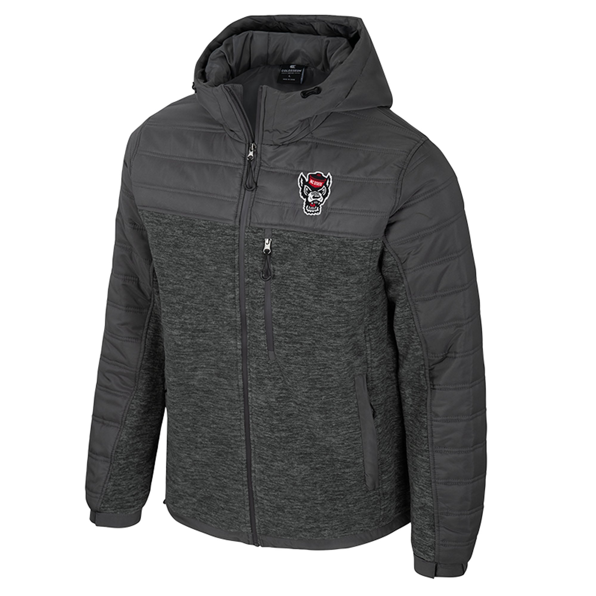 Men's Colosseum Charcoal NC State Wolfpack Nightman Full-Zip Hoodie Puffer Jacket