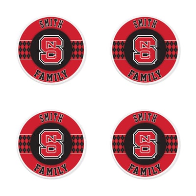 NC State Wolfpack 4" Personalized Circular Coasters 4-Pack Set