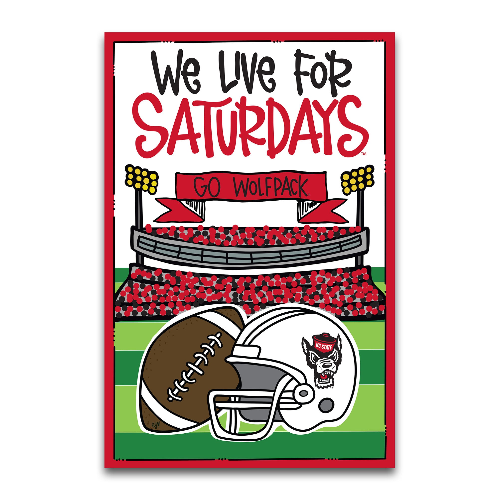 Drapeau de jardin NC State Wolfpack « On vit pour les samedis » (30 x 45 cm)