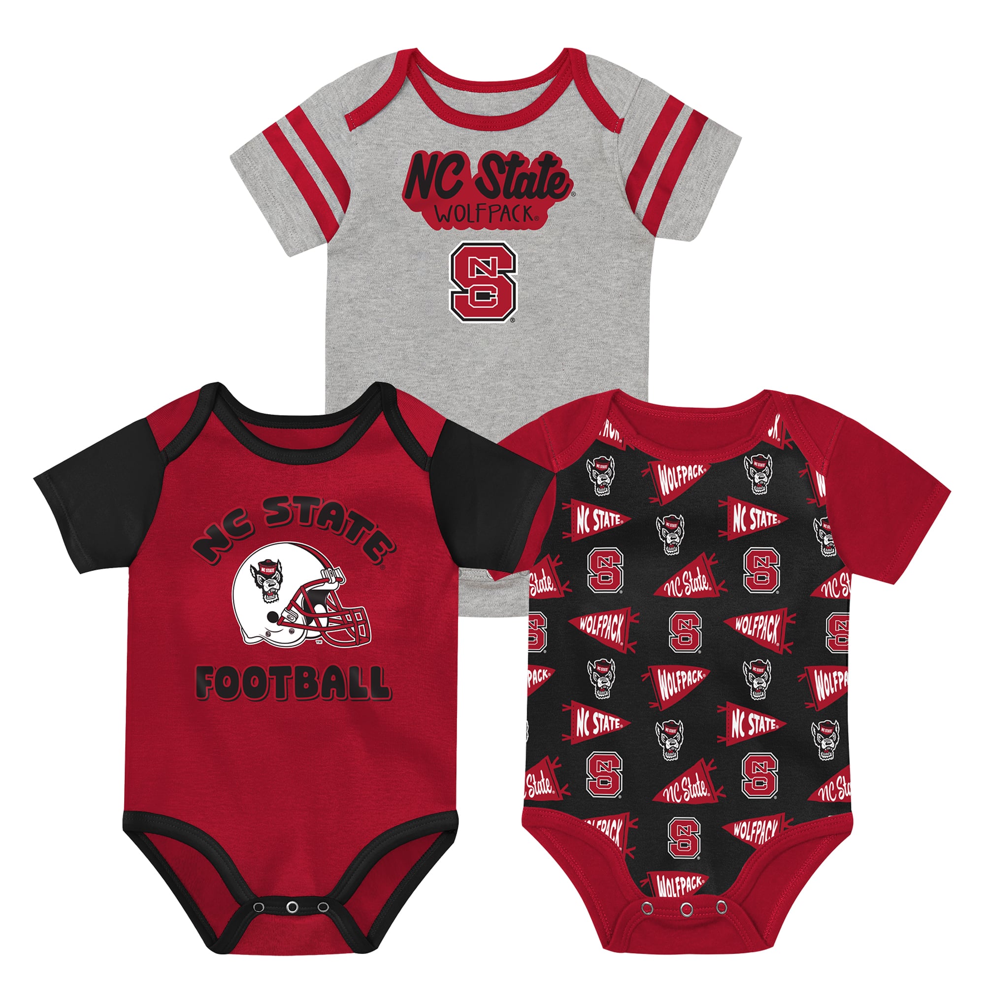 Ensemble body trois pièces rouge Outerstuff pour nouveau-né NC State Wolfpack Star Player