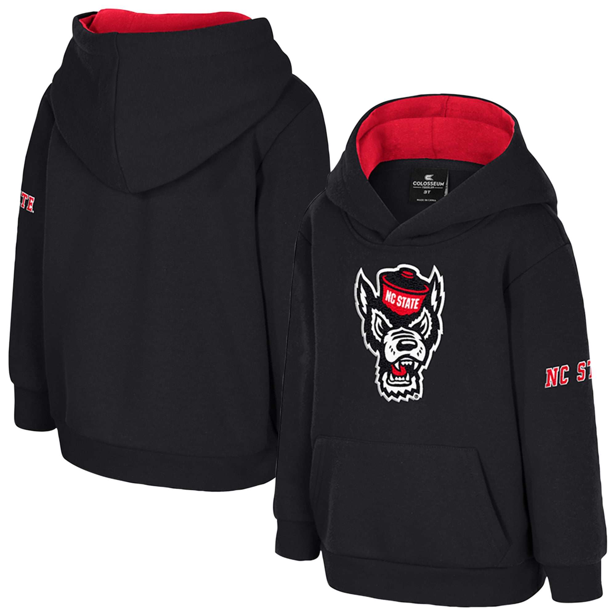 Toddler Colosseum Black NC State Wolfpack Big Logo Fleece Pullover Hoodie
