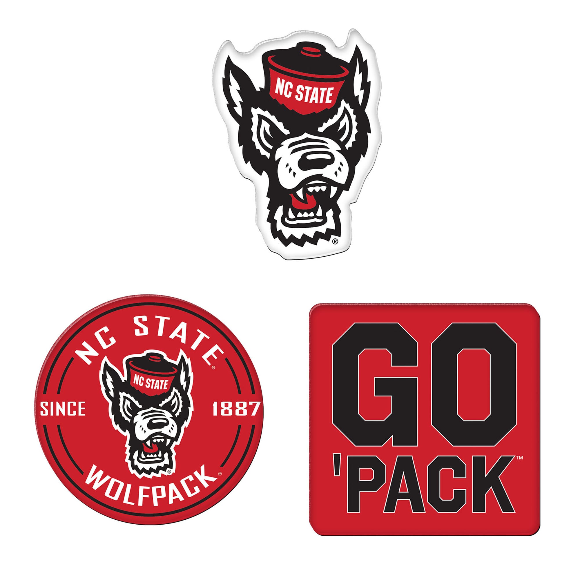 WinCraft NC State Wolfpack 3-Pack Premium Fridge Magnet Set