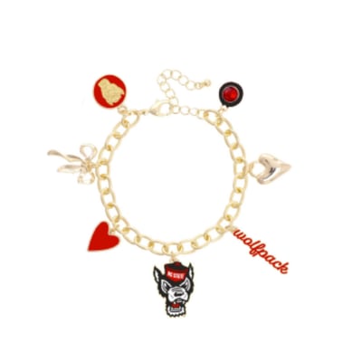 North Carolina Tar Heels CANVAS Style Women's 18K Gold-Plated Chain Link Charm Bracelet