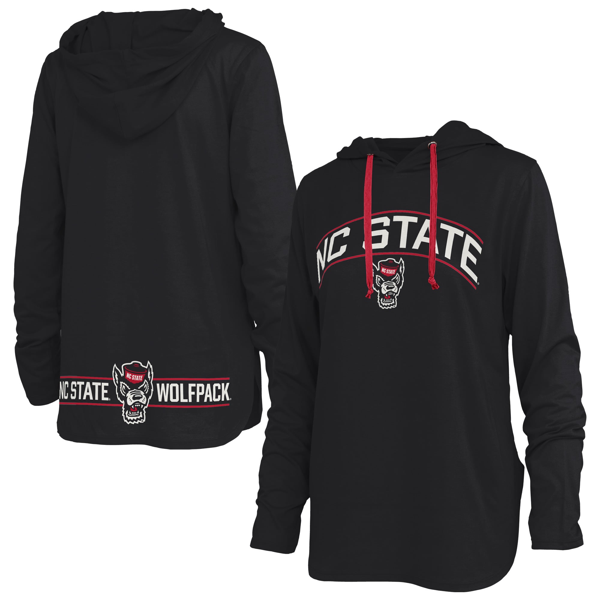 T-shirt à capuche manches longues noir Pressbox NC State Wolfpack Allie pour femmes