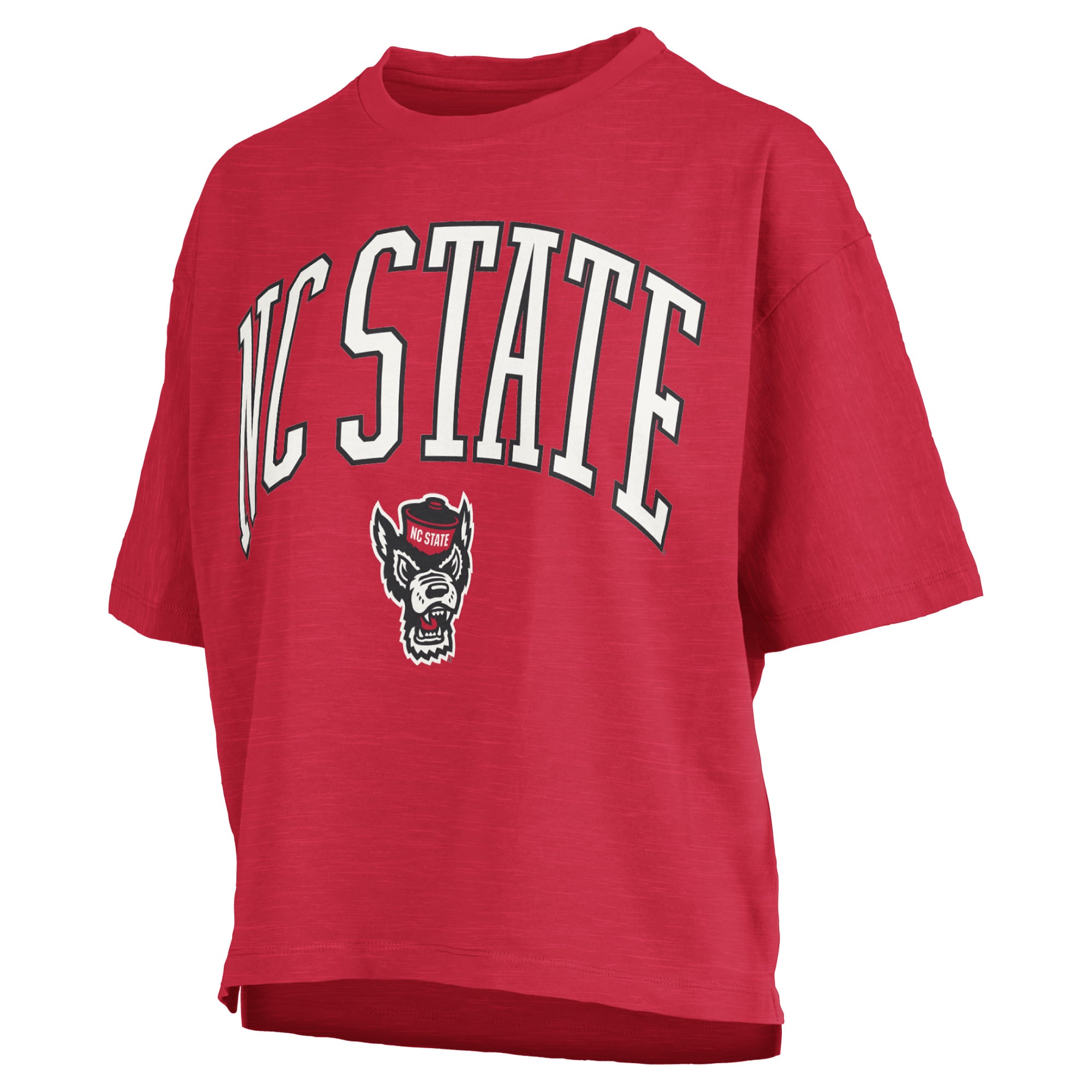 Women's Pressbox Red NC State Wolfpack Oversized Nelson Arch Over Logo Slub T-Shirt