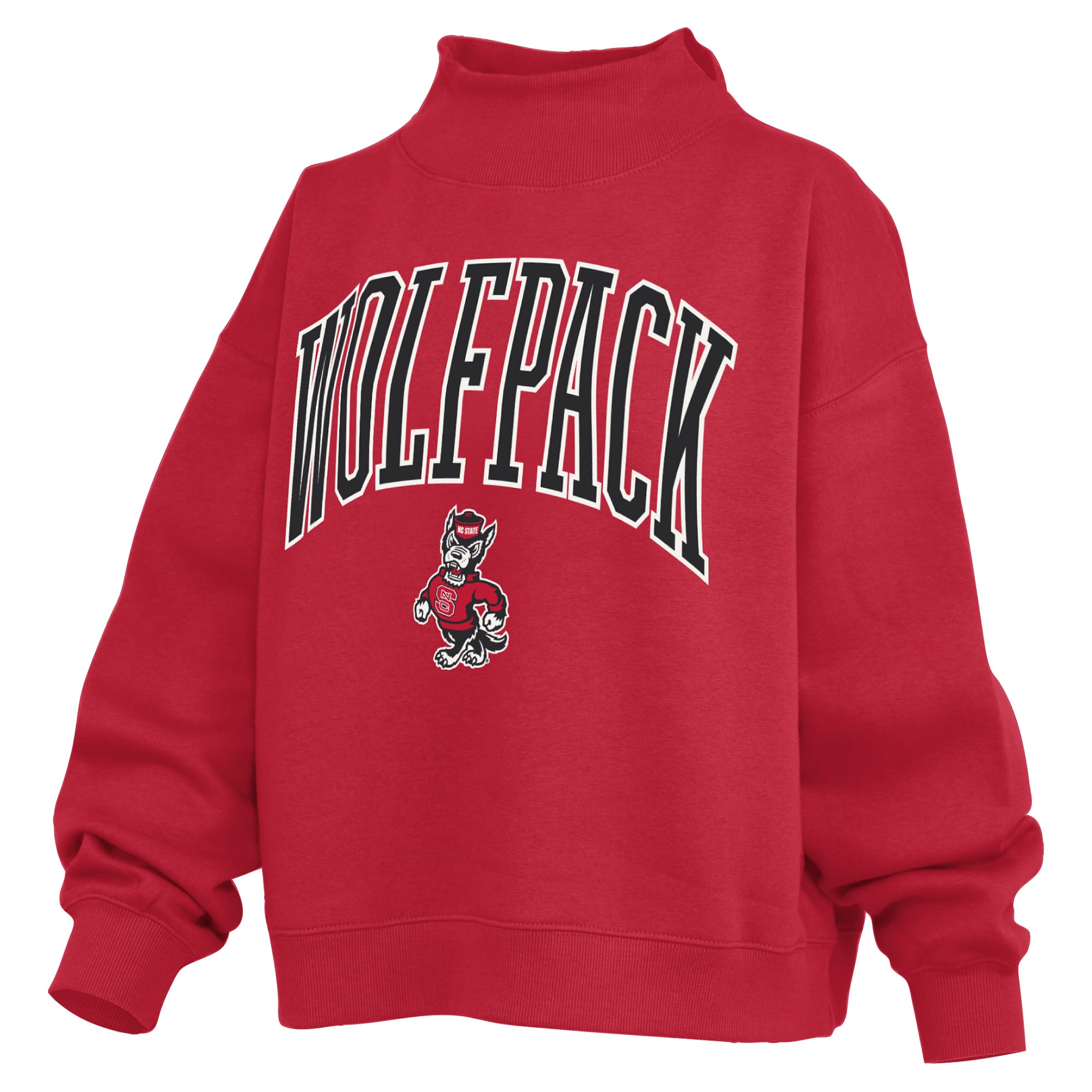 Sweat-shirt à col montant oversize en polaire rouge Pressbox pour femme, avec slogan NC State Wolfpack