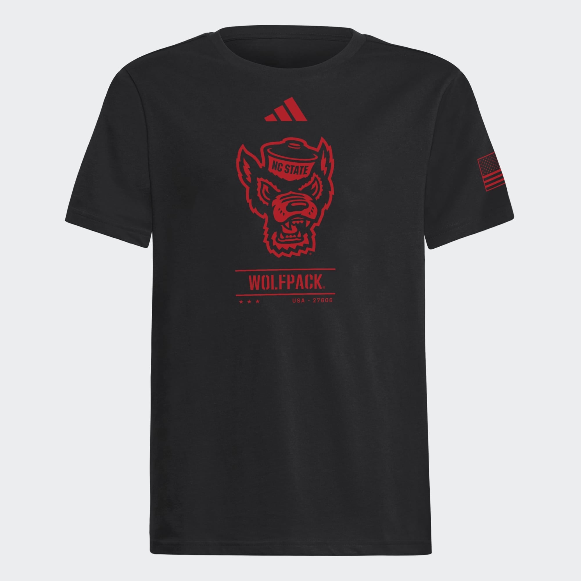 T-shirt noir adidas pour enfant avec logo de l'équipe NC State Wolfpack