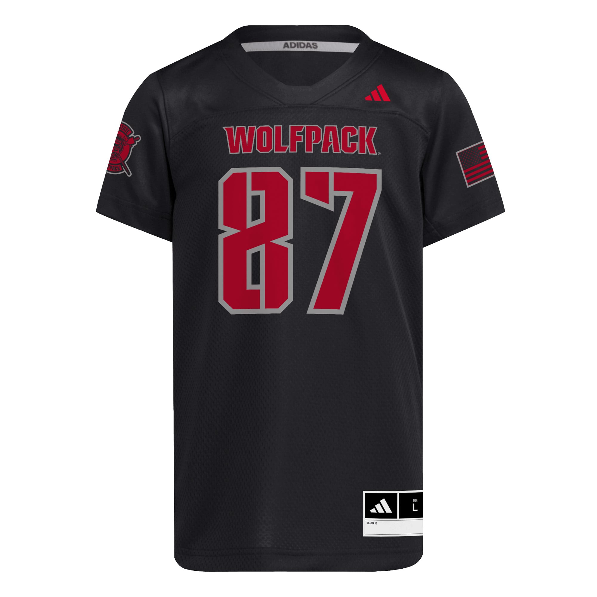 Youth adidas #87 Black NC State Wolfpack Honor & Support Strategy Football Jersey