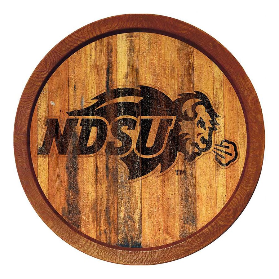 Brown NDSU Bison Branded Faux Barrel Top Sign