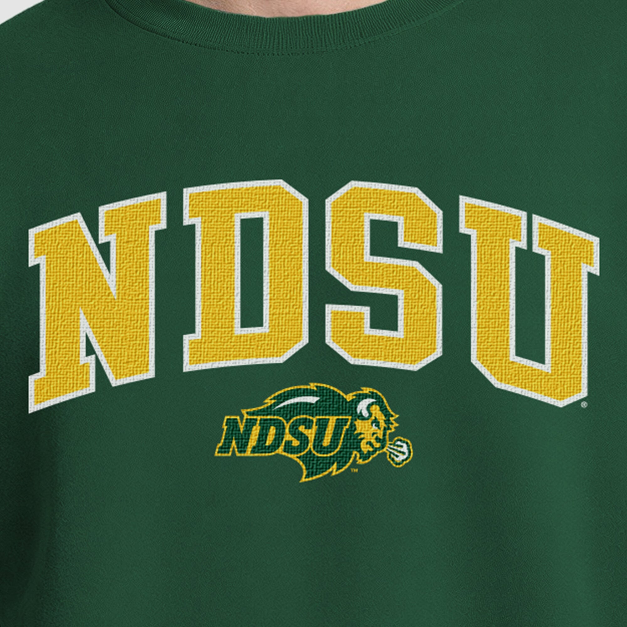 Men's Champion  Green NDSU Bison Contrast Sweatshirt