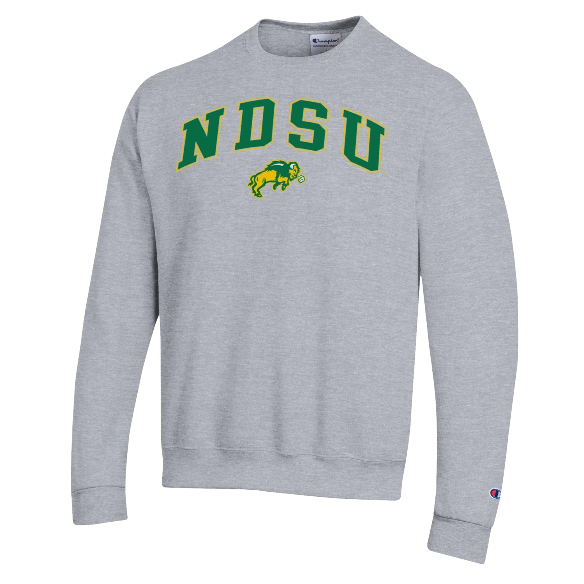 Sweat-shirt Champion pour homme, gris chiné, motif NDSU Bison Arch Powerblend