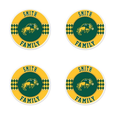NDSU Bison 4" Personalized Circular Coasters 4-Pack Set