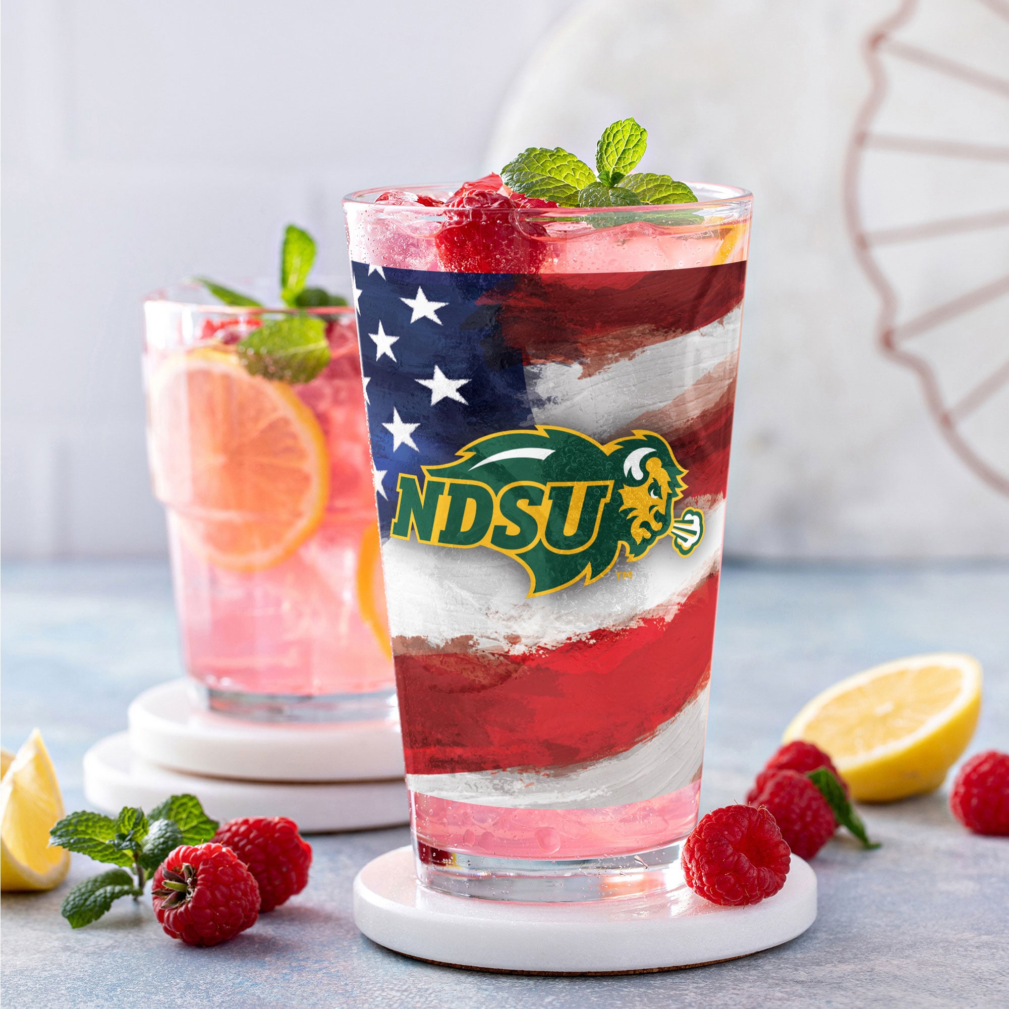 NDSU Bison  Two-Pack 16oz. Americana Pint Glass Set