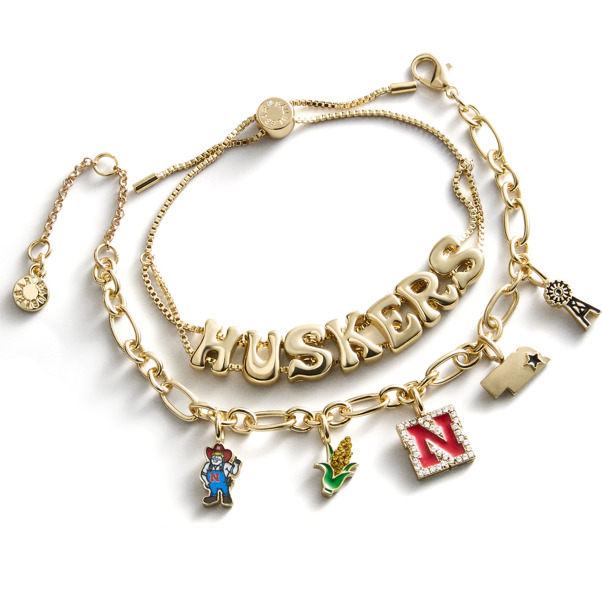 Ensemble de deux bracelets délicats à breloques et slogan BaubleBar Nebraska Huskers