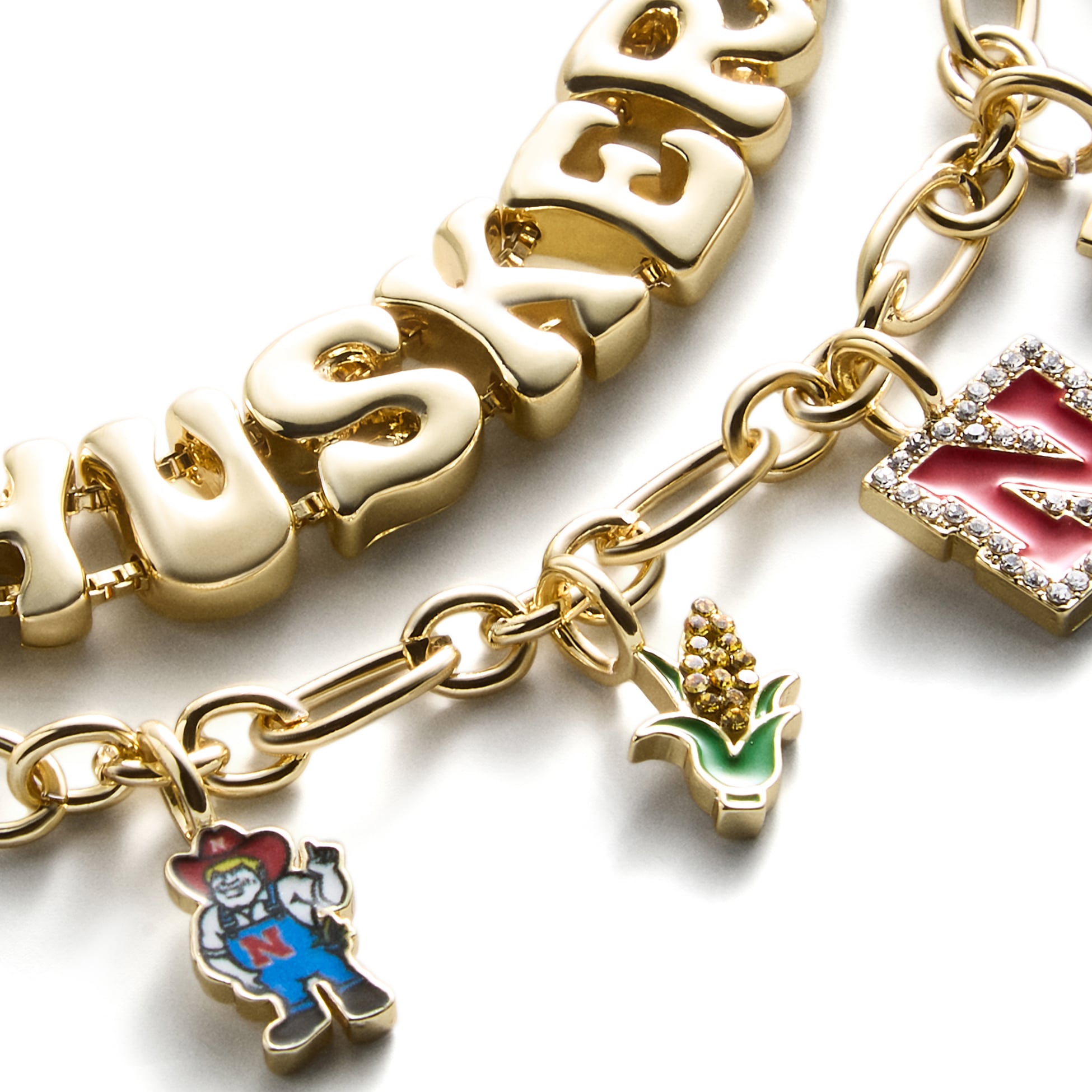 Ensemble de deux bracelets délicats à breloques et slogan BaubleBar Nebraska Huskers