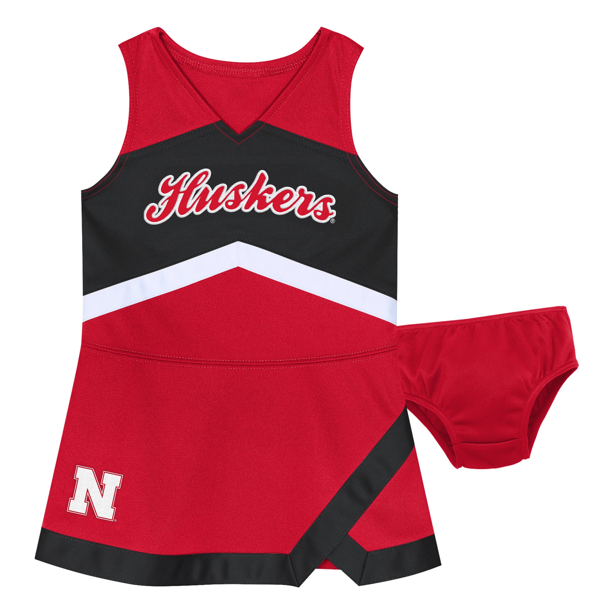 Girls Preschool Outerstuff Scarlet Nebraska Huskers Two-Piece Cheer Captain Jumper Dress & Bloomers Set