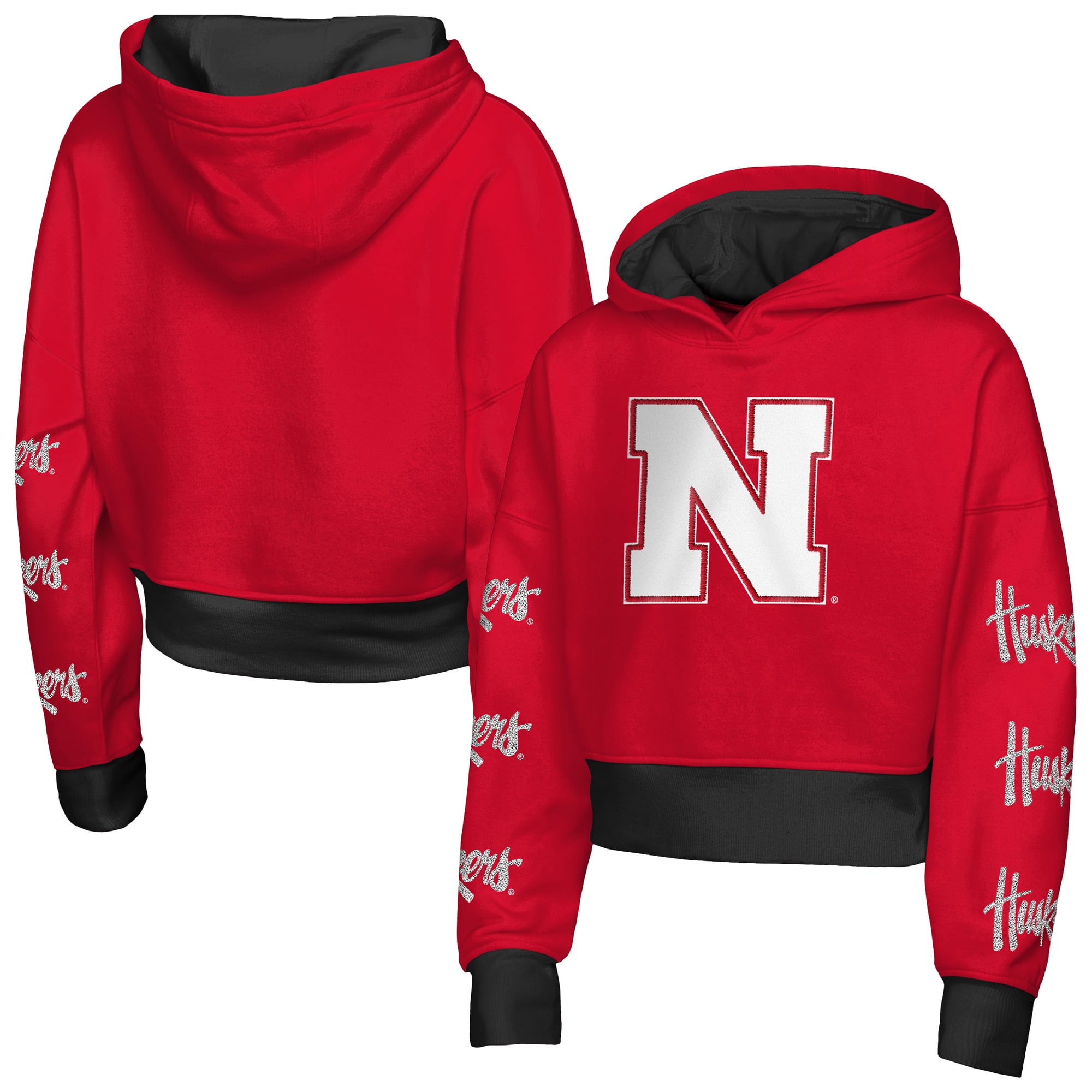 Girls Youth Outerstuff Scarlet Nebraska Huskers Fair Catch Poly Fleece Hoodie