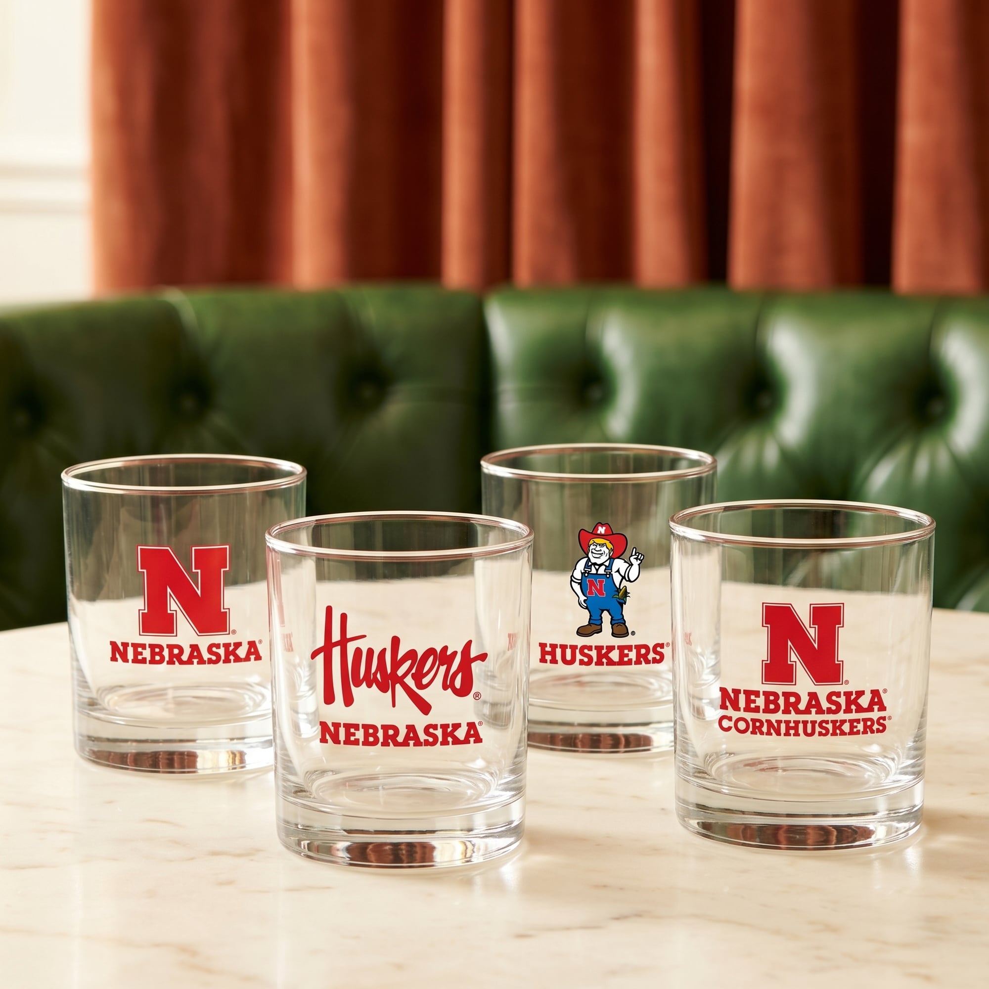 Indigo Falls  Nebraska Huskers Core 4-Pack Collectors Rocks Glass Set