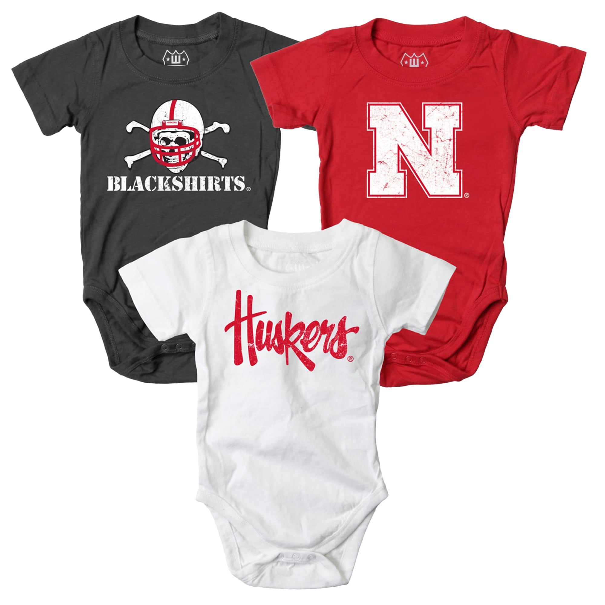 Infant Wes & Willy Nebraska Huskers Three-Pack Bodysuit Set