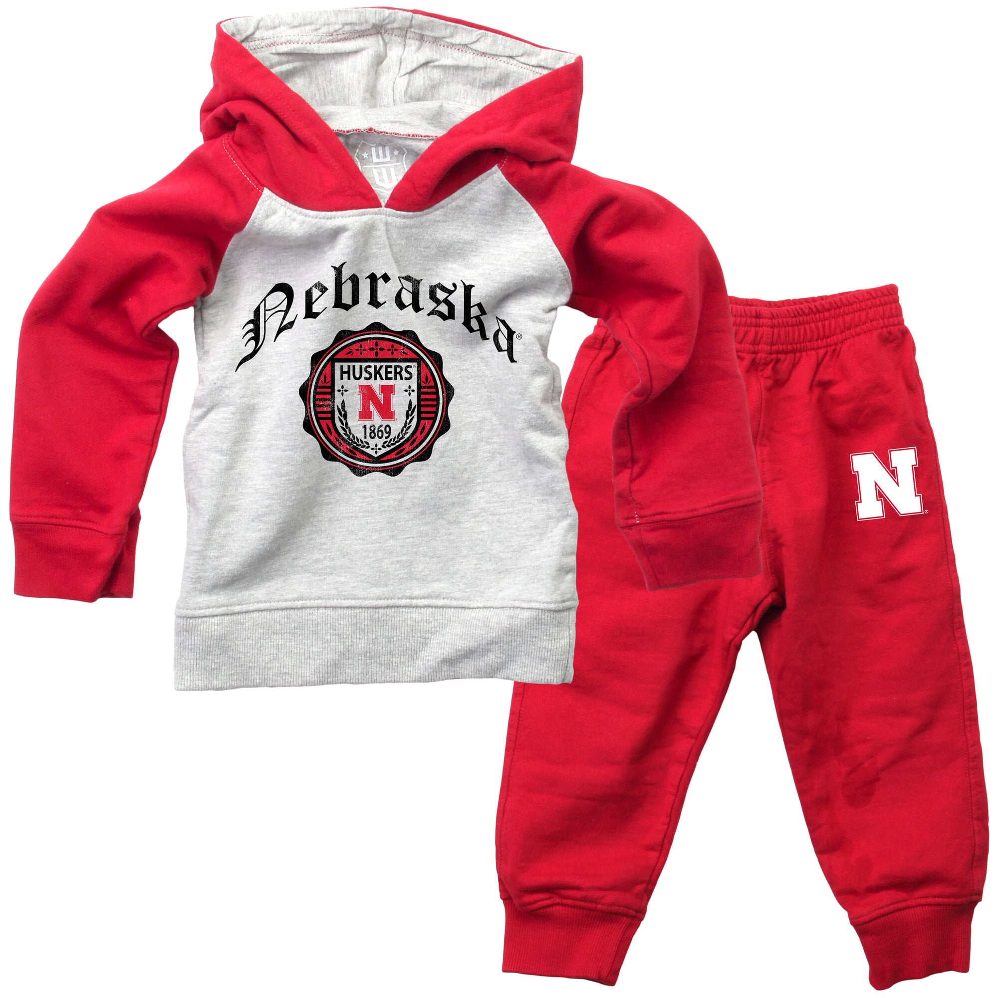 Infant Wes & Willy Scarlet Nebraska Huskers Raglan Hoodie and Sweatpants Set
