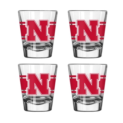 Nebraska Huskers Logo Brands Four-Piece Stripe Shot Glass Set