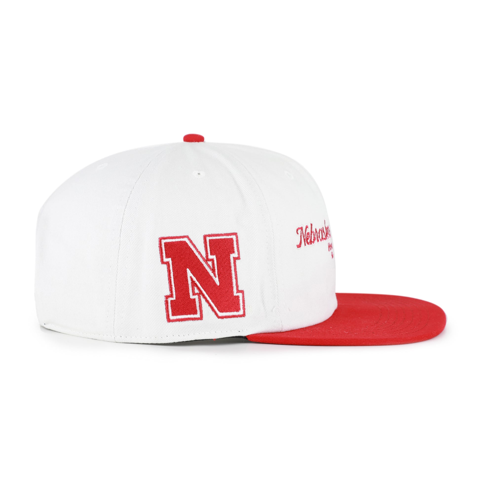 Men's '47 White/Scarlet Nebraska Huskers Script Stack Relaxed Captain Adjustable Hat