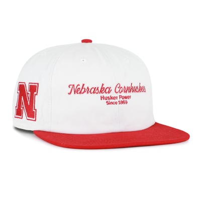 Nebraska Huskers '47 Script Stack Relaxed Captain Adjustable Hat - White/Scarlet