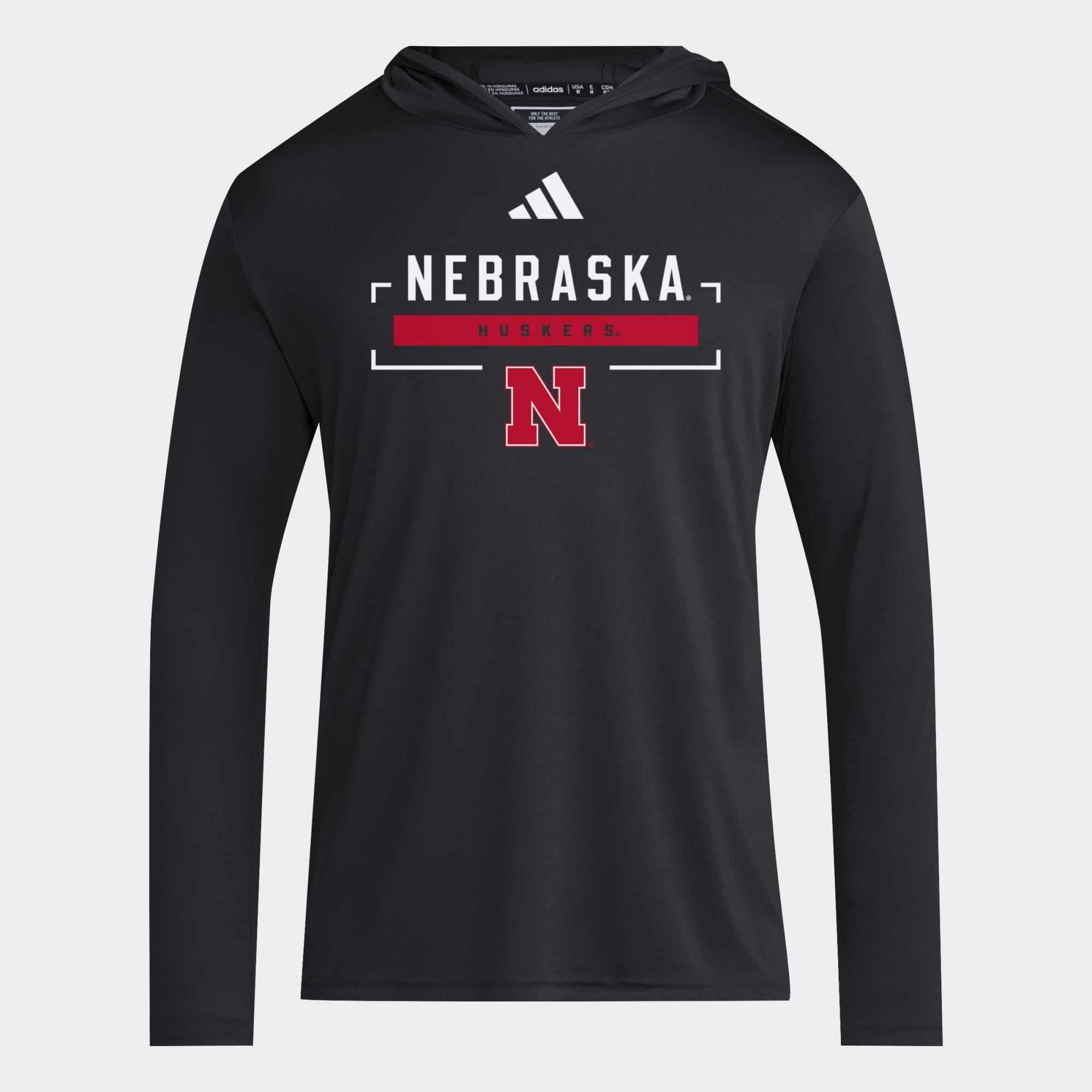 Men's adidas Black Nebraska Huskers D4T Long Sleeve Hooded T-Shirt