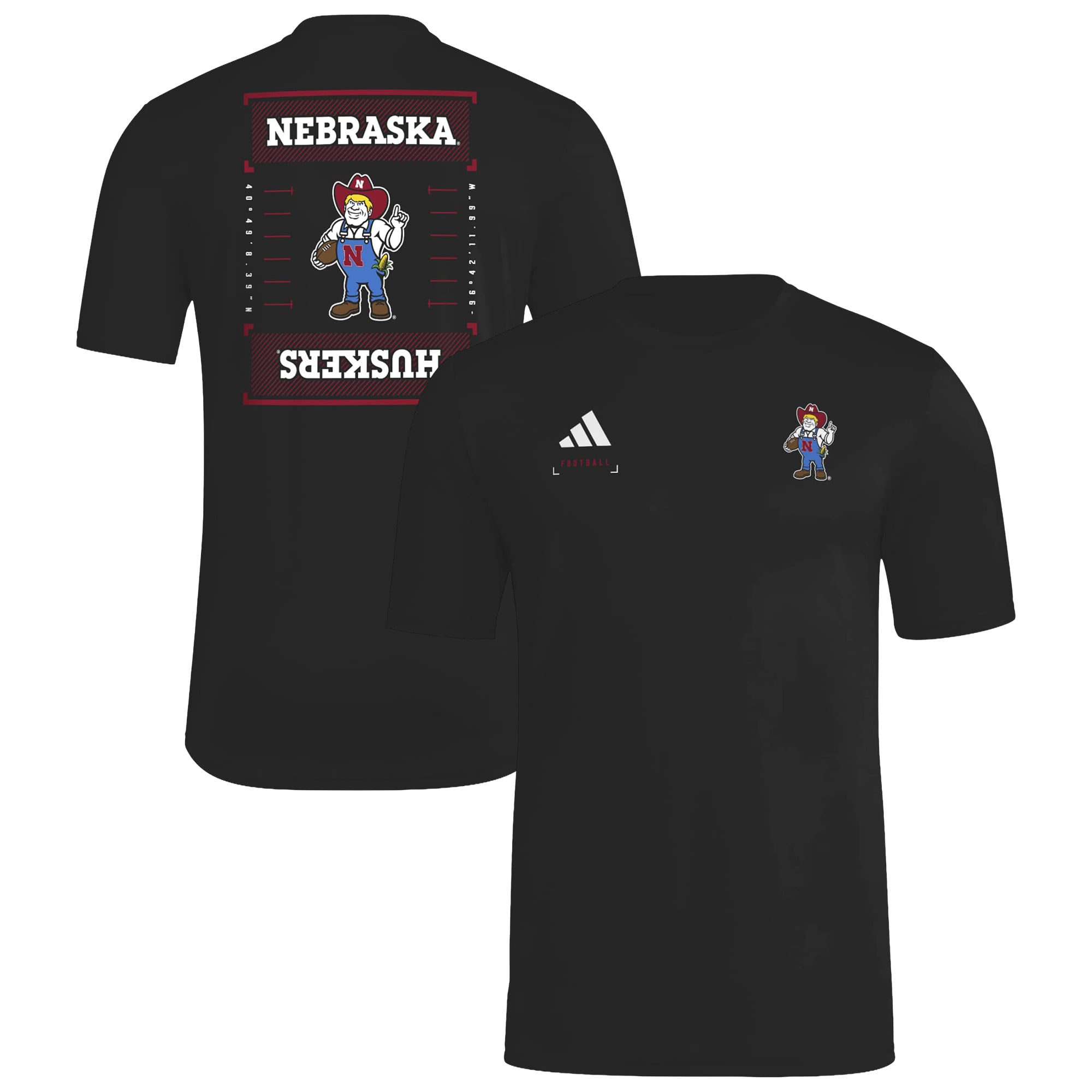 Men's adidas Black Nebraska Huskers Locker Football Icon AEROREADY Pre-Game T-Shirt