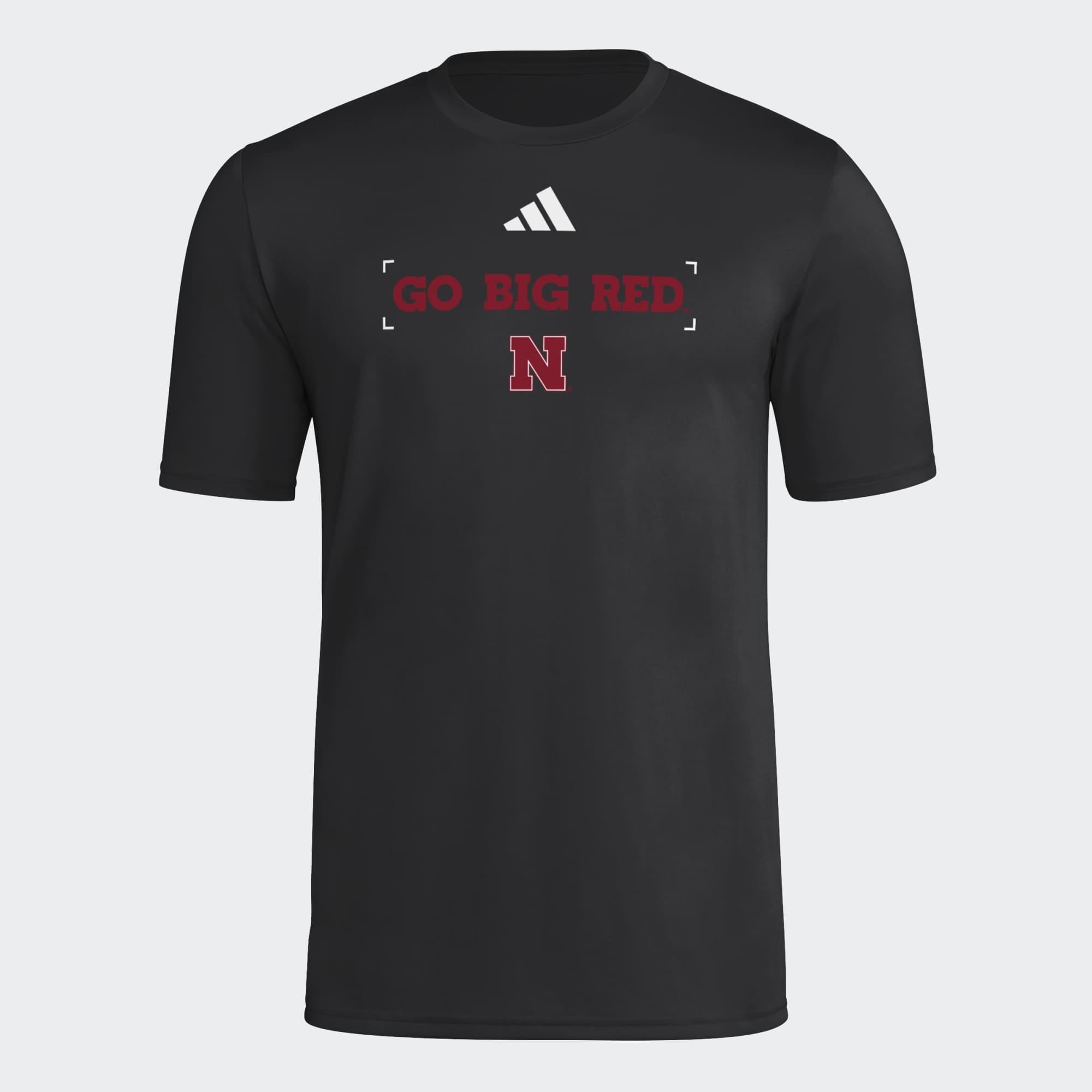 Men's adidas Black Nebraska Huskers Locker Slogan Football Pre-Game T-Shirt