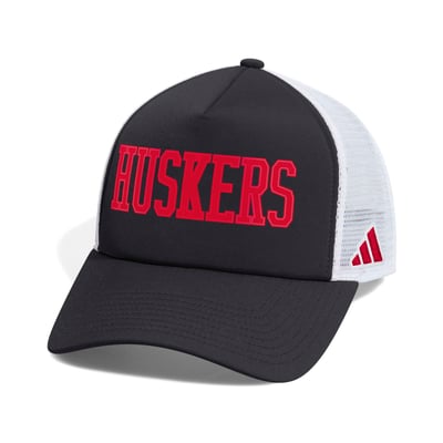  Nebraska Huskers adidas Our Red Burns Brighter Foam Front Trucker Adjustable Hat - Black