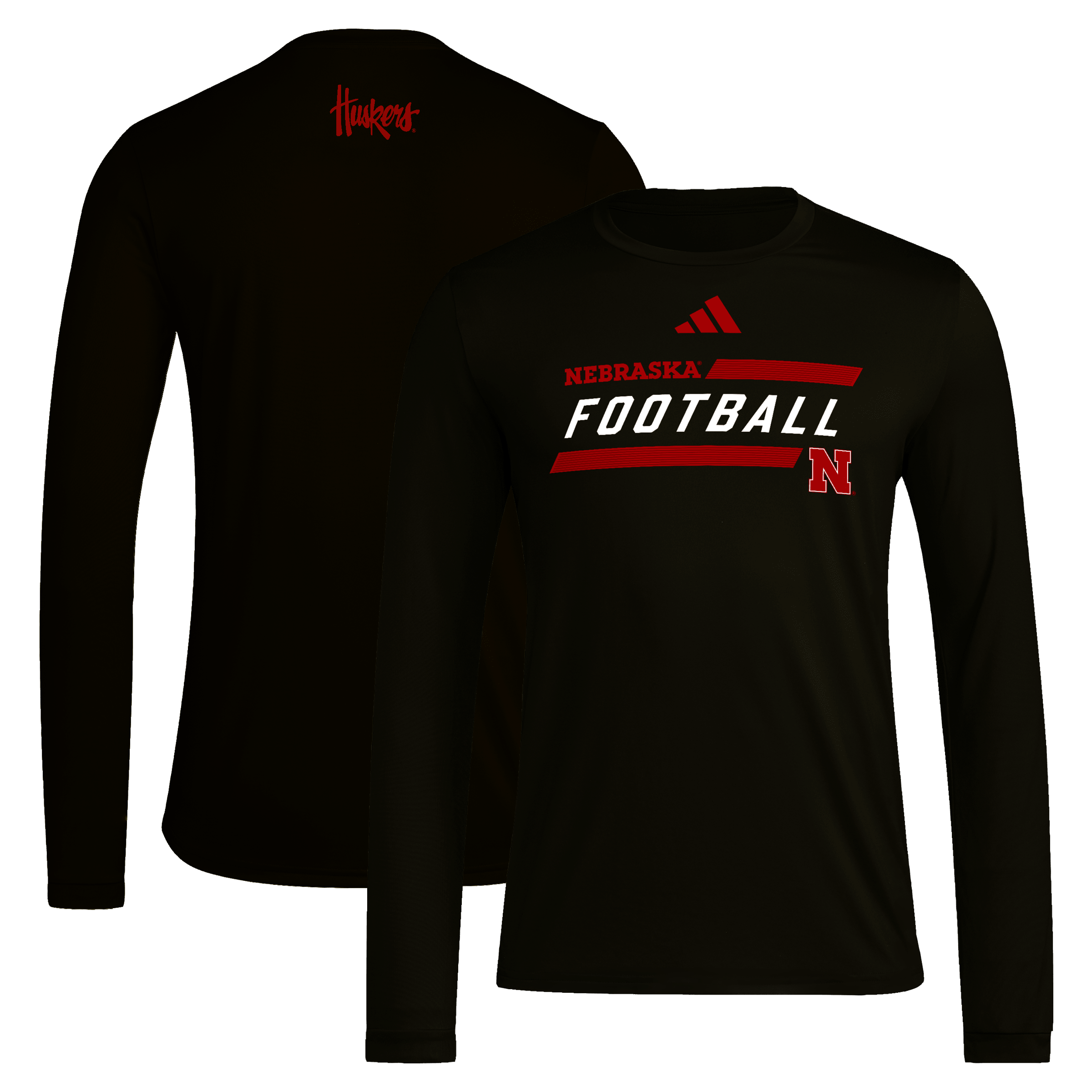 Men's adidas Black Nebraska Huskers Our Red Burns Brighter Pregame Long Sleeve T-Shirt