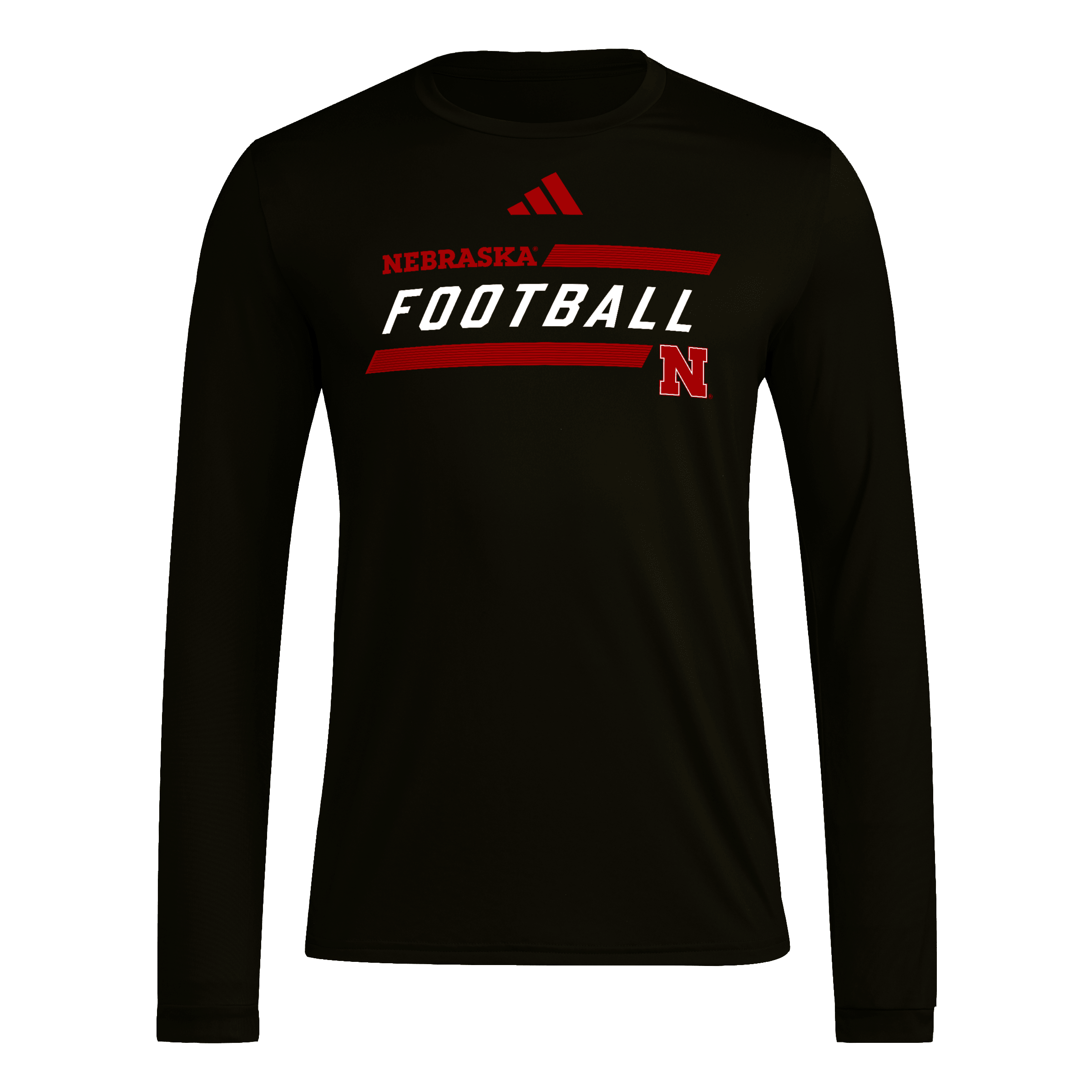 Men's adidas Black Nebraska Huskers Our Red Burns Brighter Pregame Long Sleeve T-Shirt
