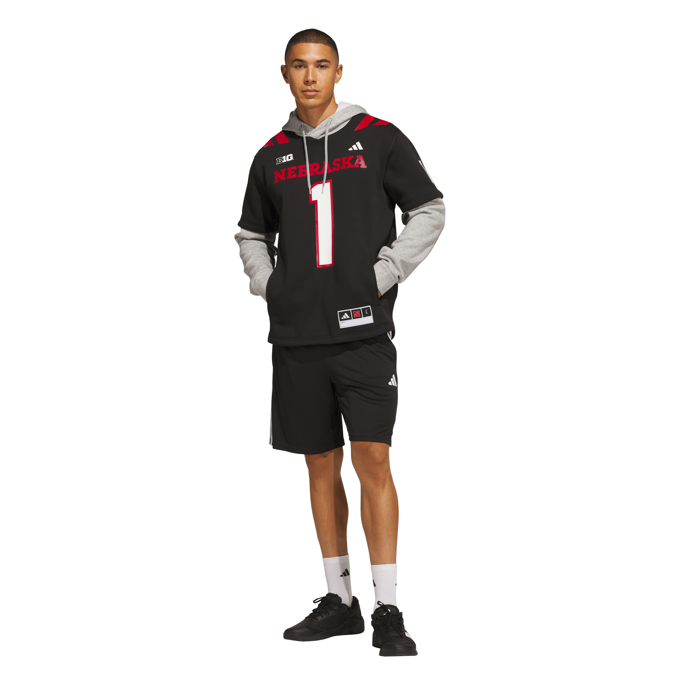 Men's adidas Black Nebraska Huskers Our Red Burns Brighter Strategy Jersey Hoodie
