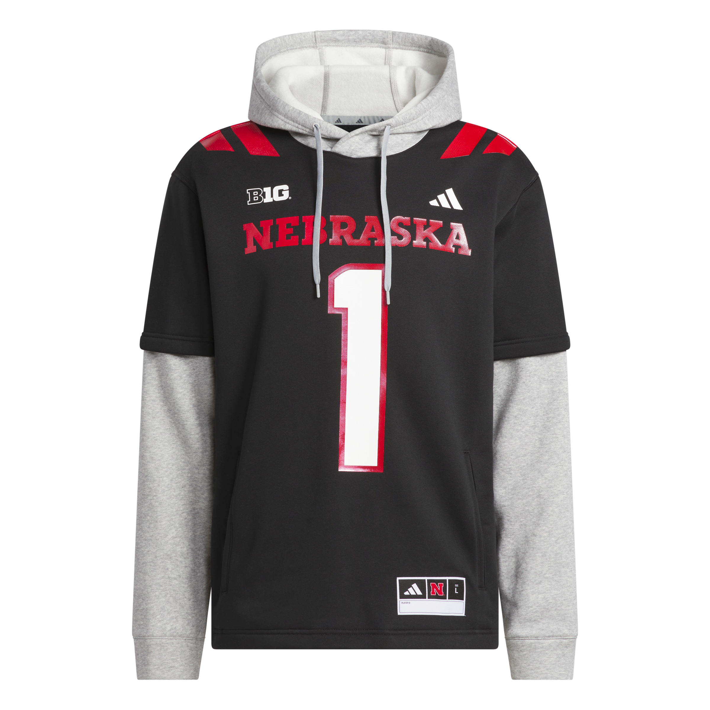 Men's adidas Black Nebraska Huskers Our Red Burns Brighter Strategy Jersey Hoodie