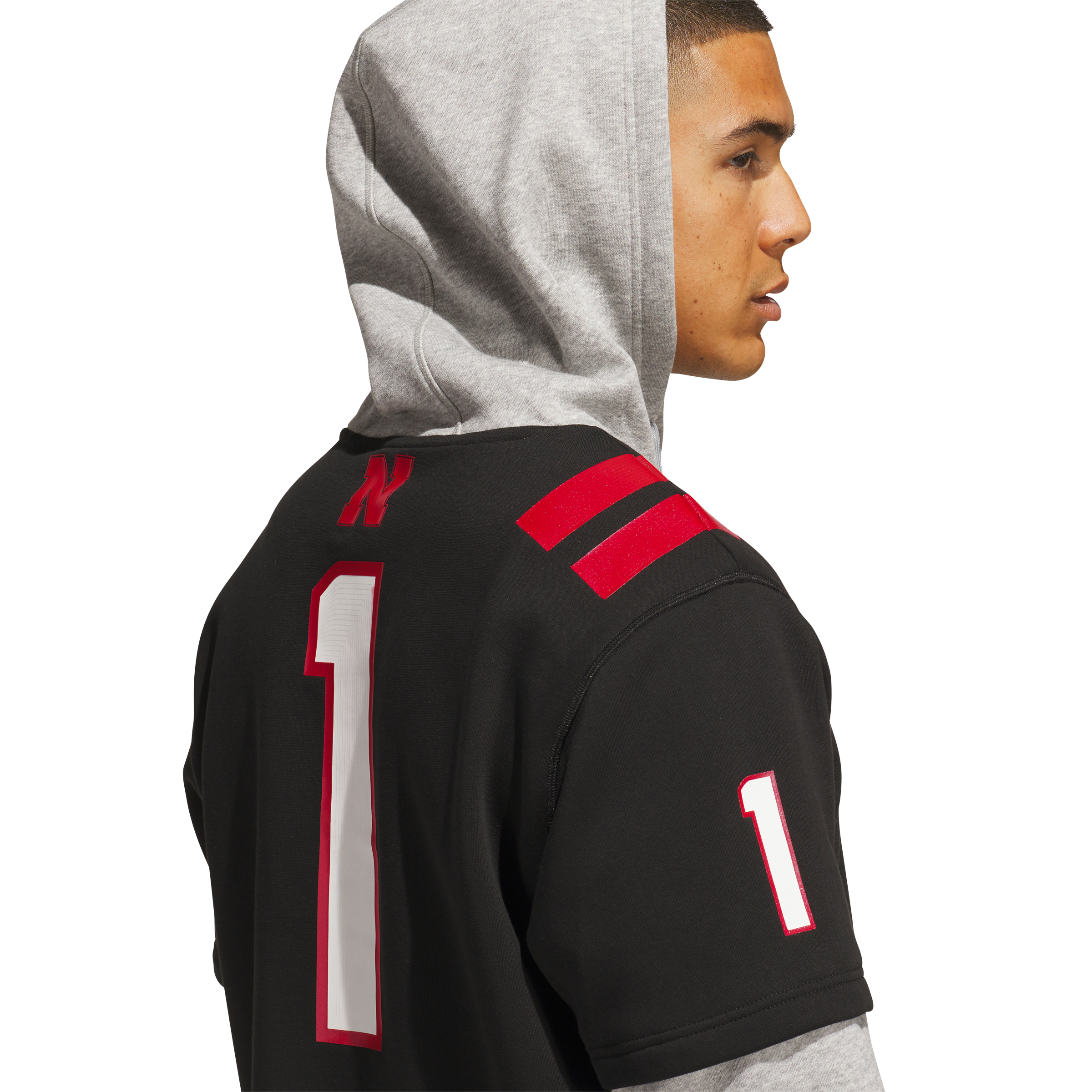 Men's adidas Black Nebraska Huskers Our Red Burns Brighter Strategy Jersey Hoodie
