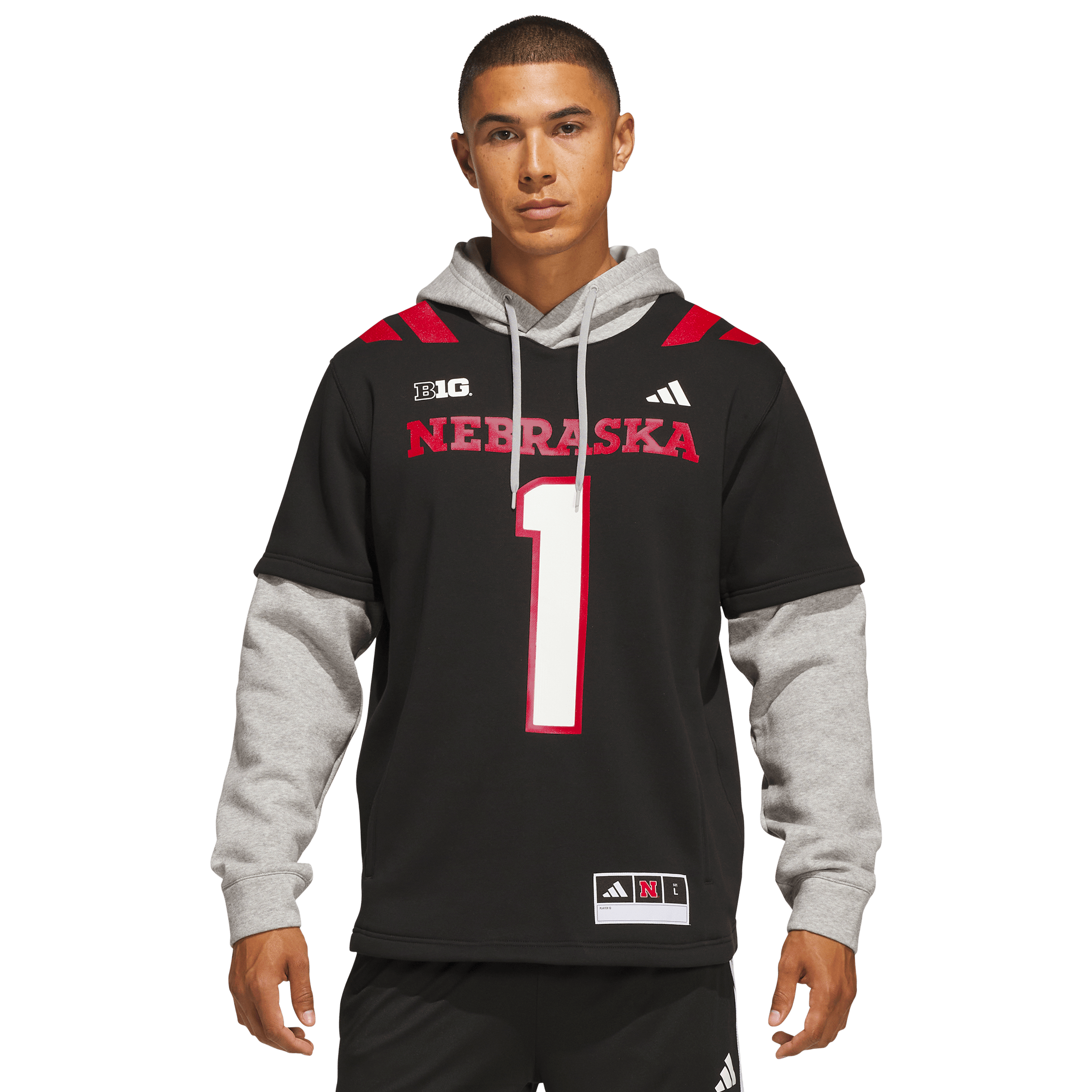 Men's adidas Black Nebraska Huskers Our Red Burns Brighter Strategy Jersey Hoodie