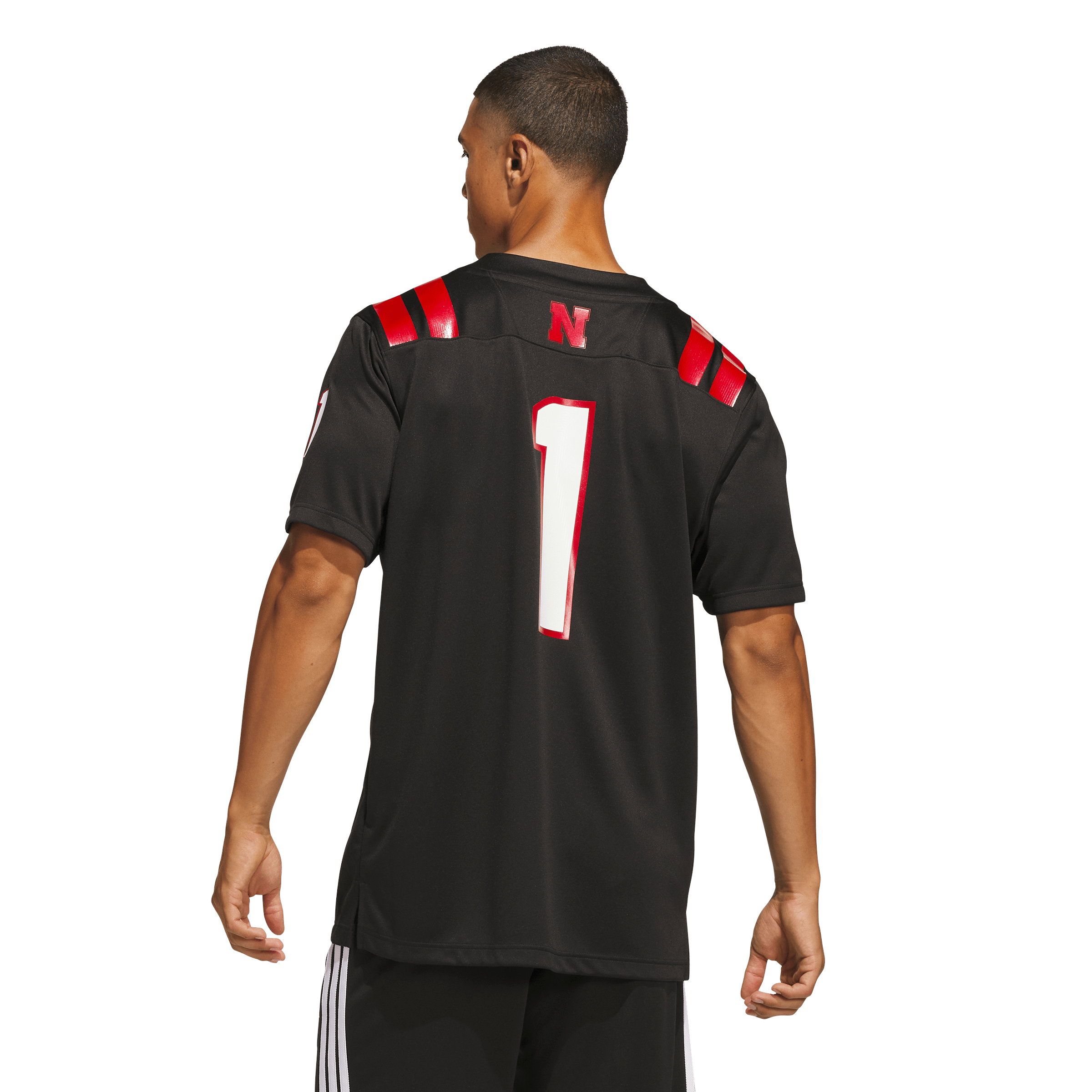 Men's adidas #1 Black Nebraska Huskers Our Red Burns Brighter Premier Strategy Jersey