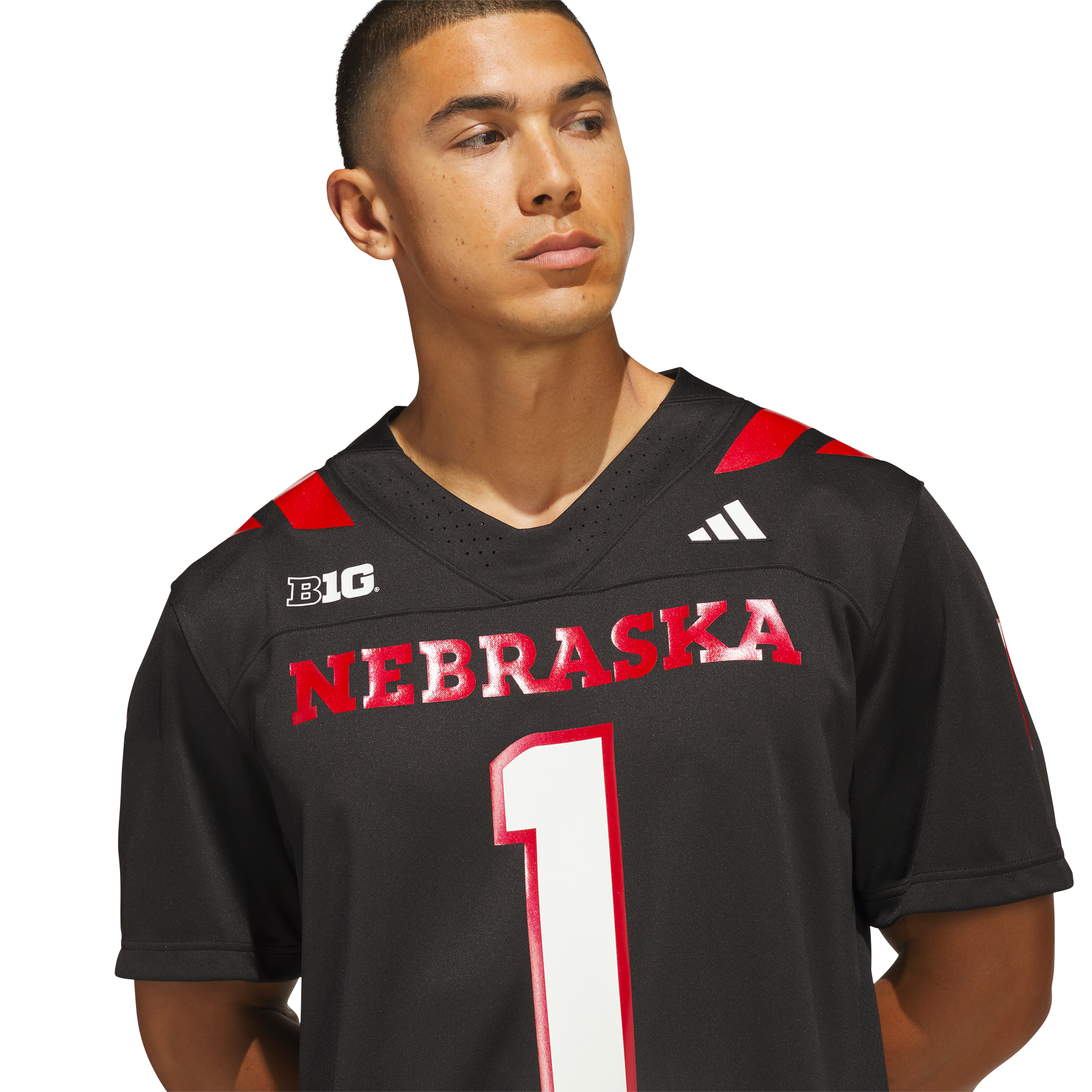 Men's adidas #1 Black Nebraska Huskers Our Red Burns Brighter Premier Strategy Jersey