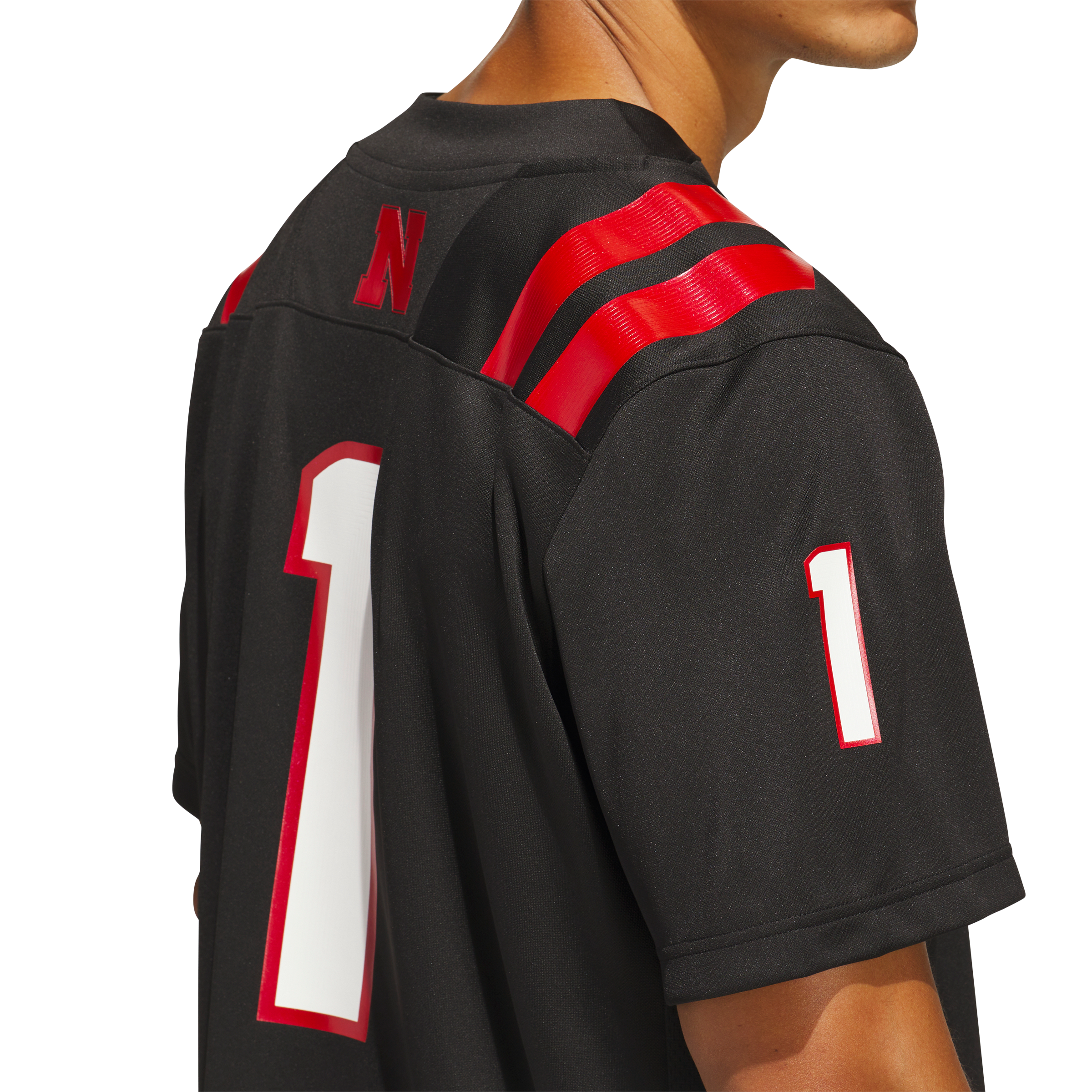 Men's adidas #1 Black Nebraska Huskers Our Red Burns Brighter Premier Strategy Jersey