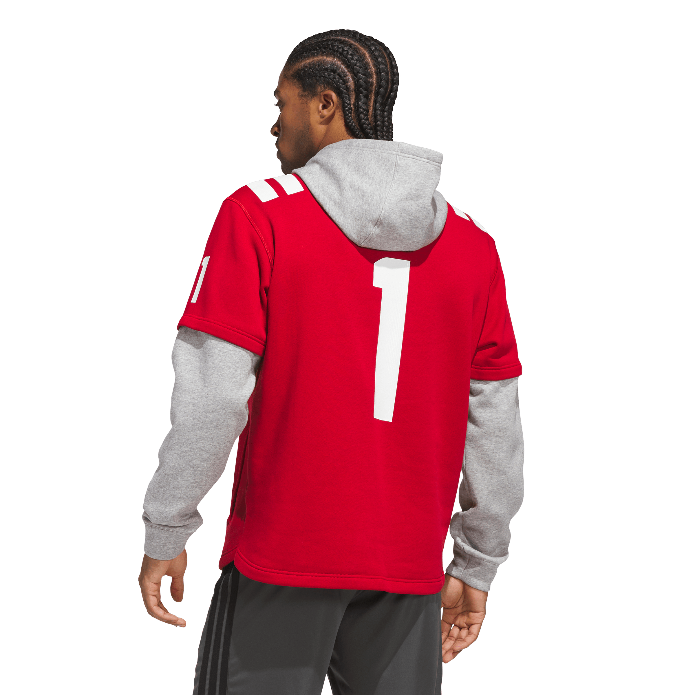 Men's adidas #1 Scarlet Nebraska Huskers Home Hooded Jersey